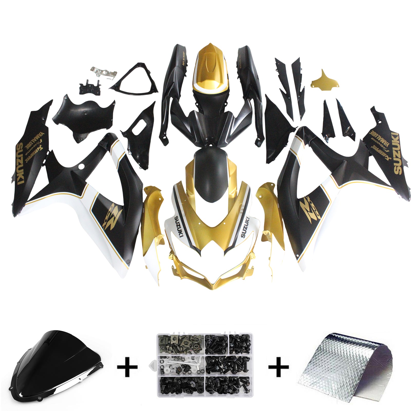 Amotopart 2008-2010 Suzuki GSXR600/750 Fairing Black&Gold Kit