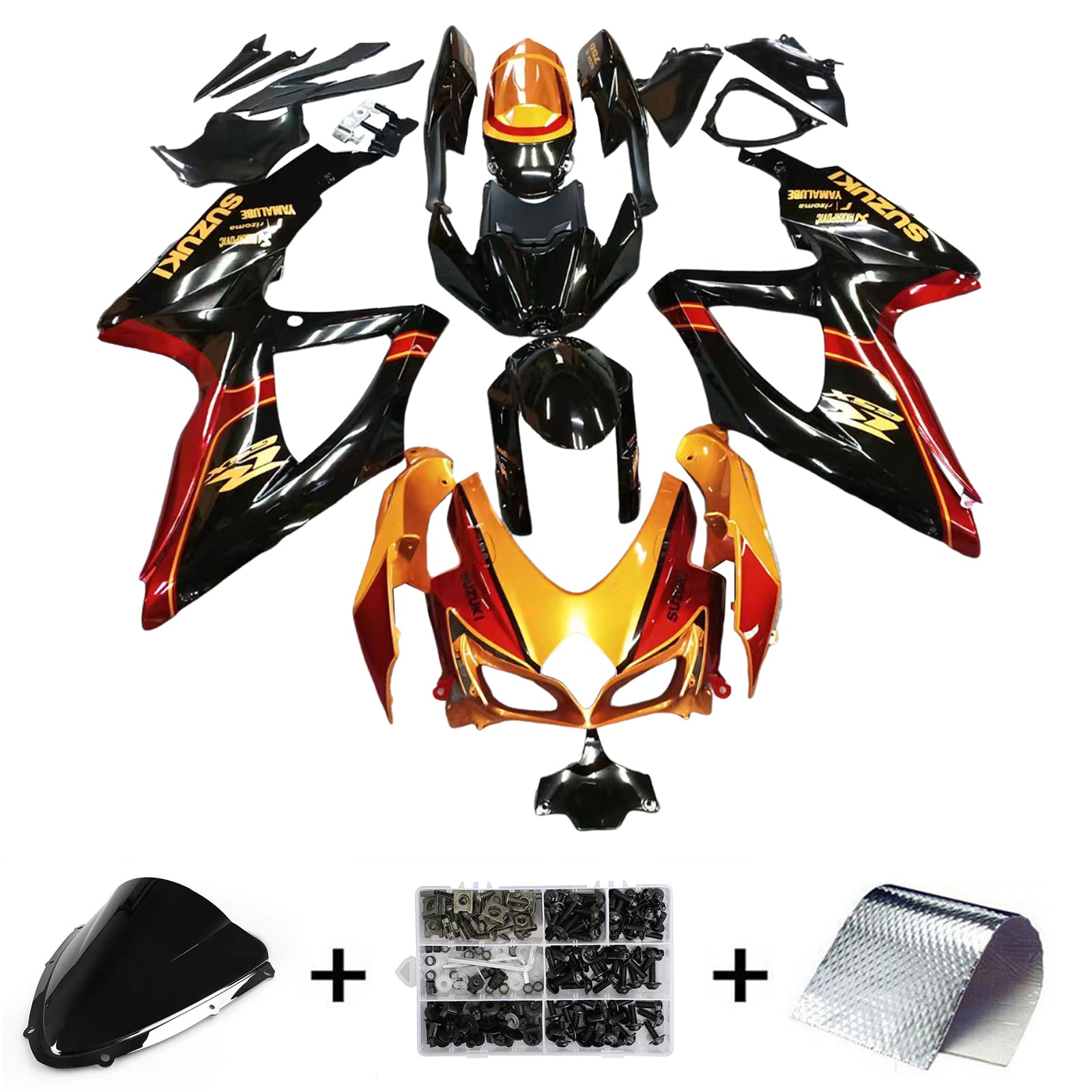 Amotopart 2008-2010 Suzuki GSXR600/750 Fairing Gold&Red Kit