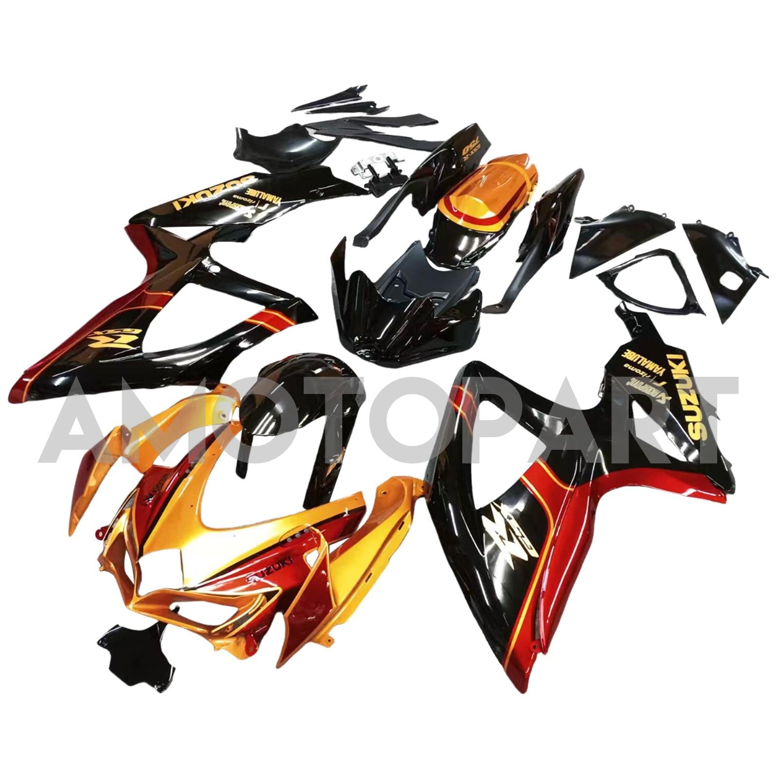 Amotopart 2008-2010 スズキ GSXR600/750 フェアリング ゴールド&レッドキット
