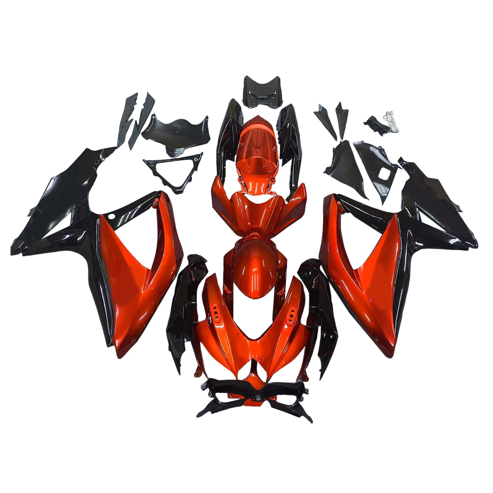 Amotopart 2008-2010 Suzuki GSXR600/750 Verkleidung Dunkelorange&Schwarzes Set