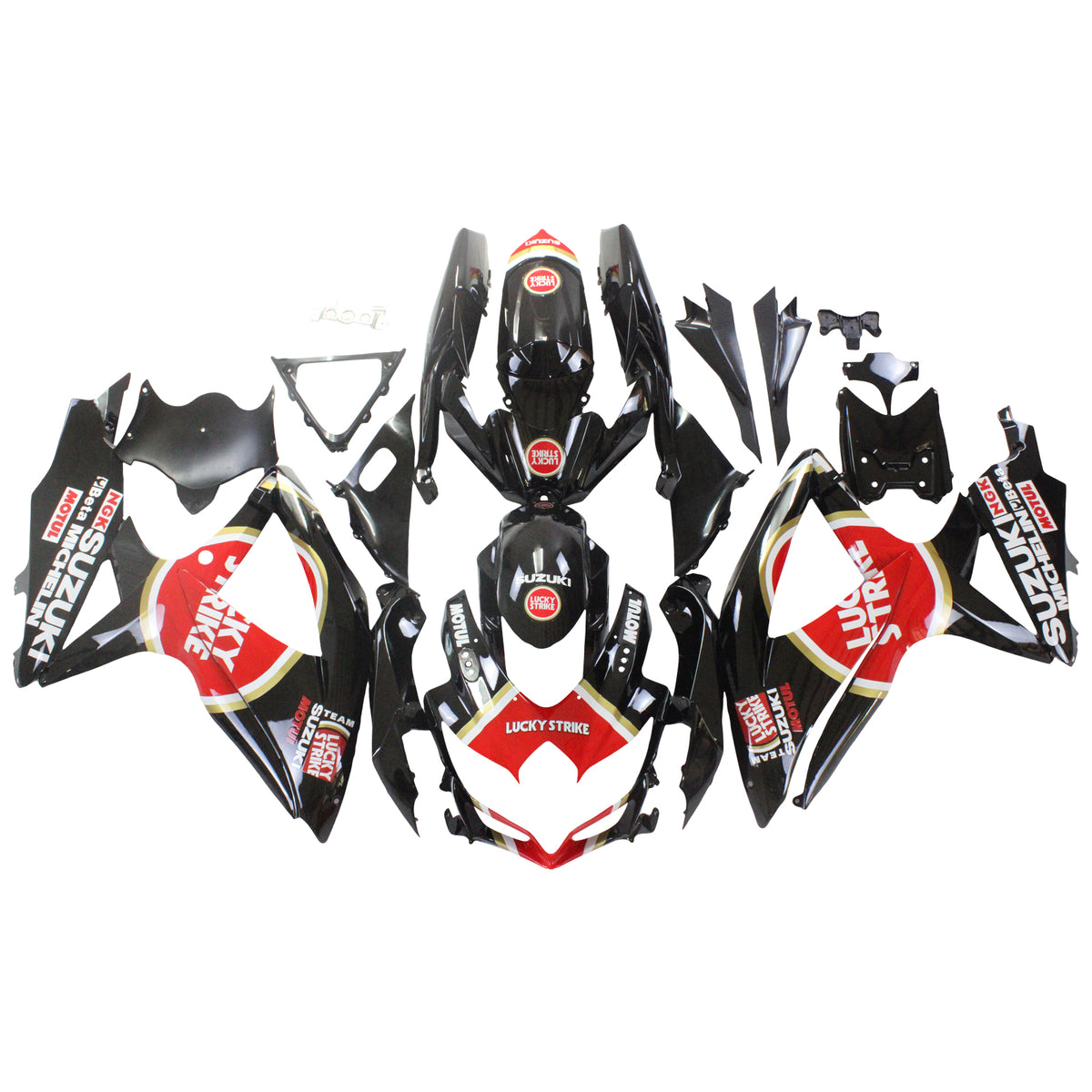 Amotopart 2008-2010 Suzuki GSXR600/750 Kit de carénage Lucky Strike Rouge et Noir