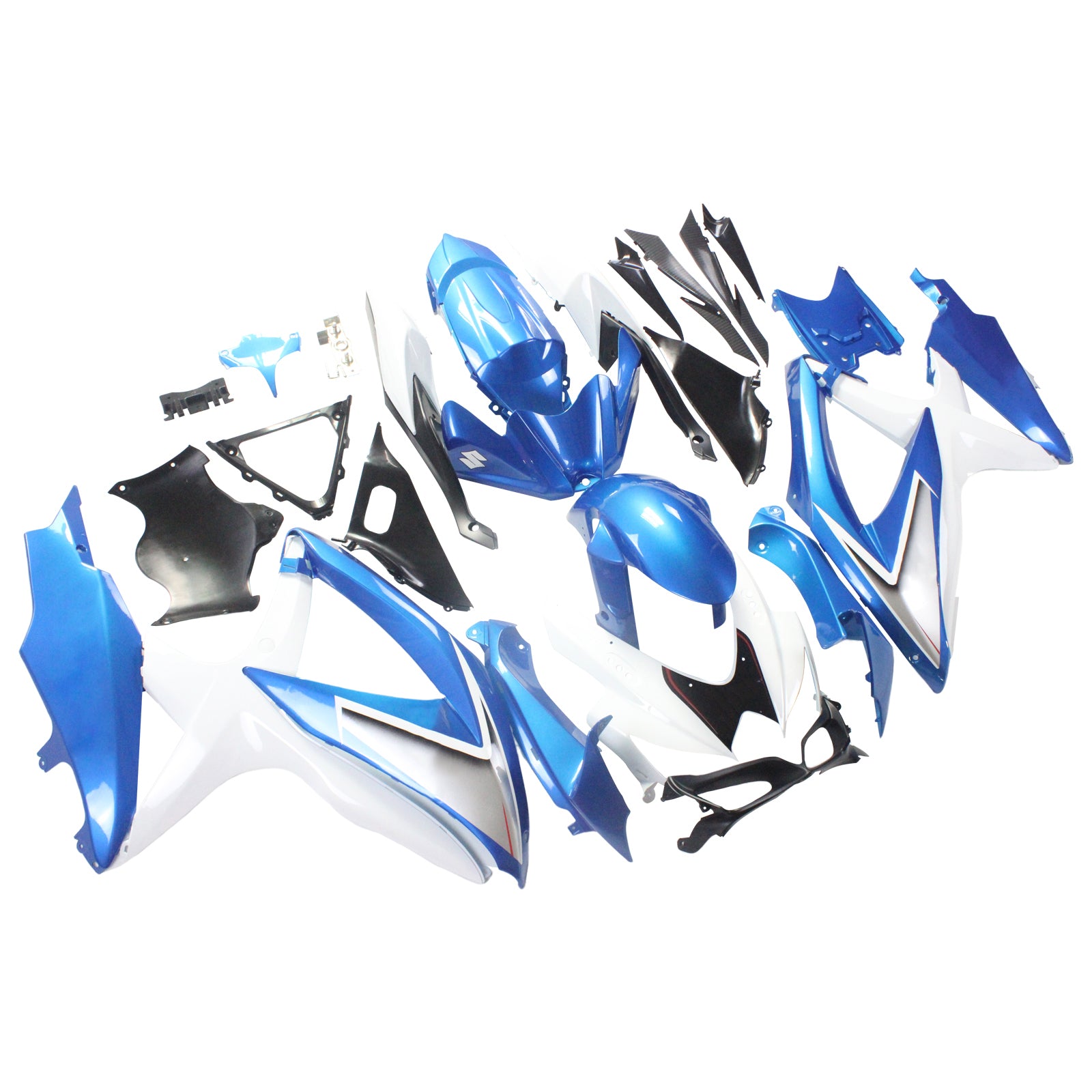 Amotopart 2008-2010 Suzuki GSXR600/750 Fairing White&Blue style2 Kit