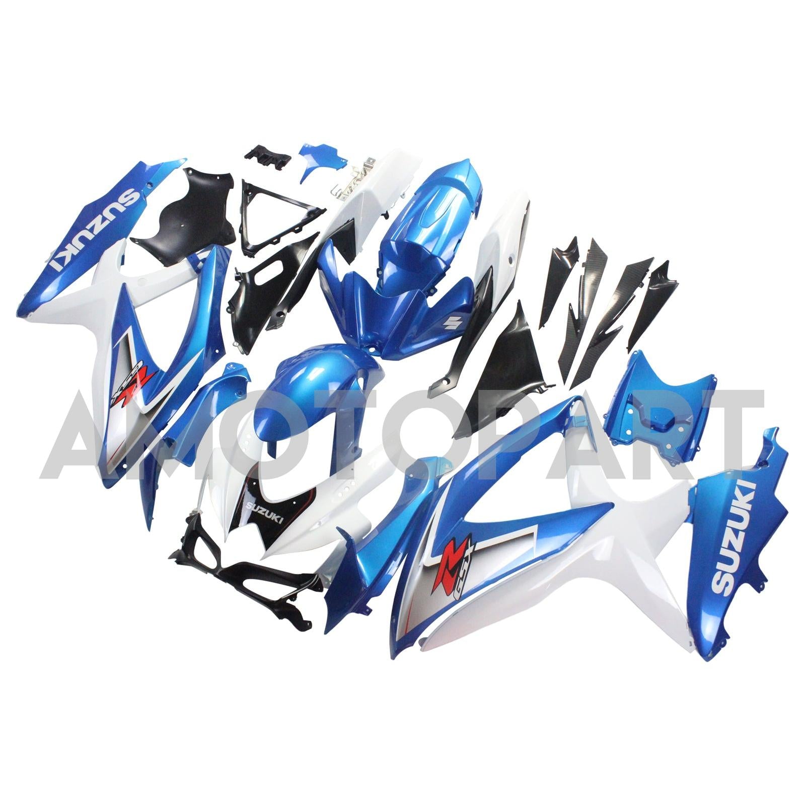 Amotopart 2008-2010 Suzuki GSXR600/750 Fairing White&Blue style2 Kit