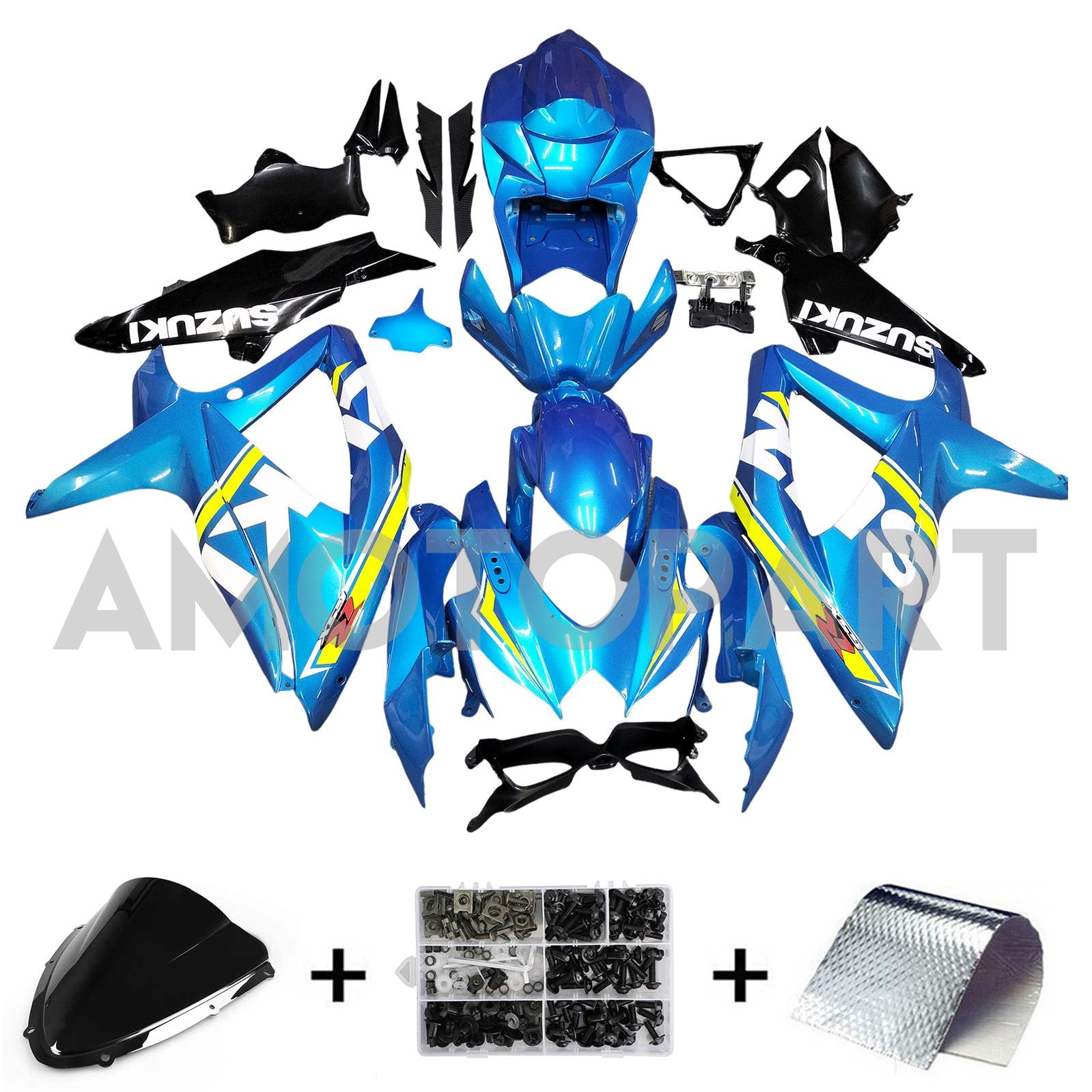 Amotopart 2008-2010 Suzuki GSXR600/750 Gloss Blue Fairing Kit
