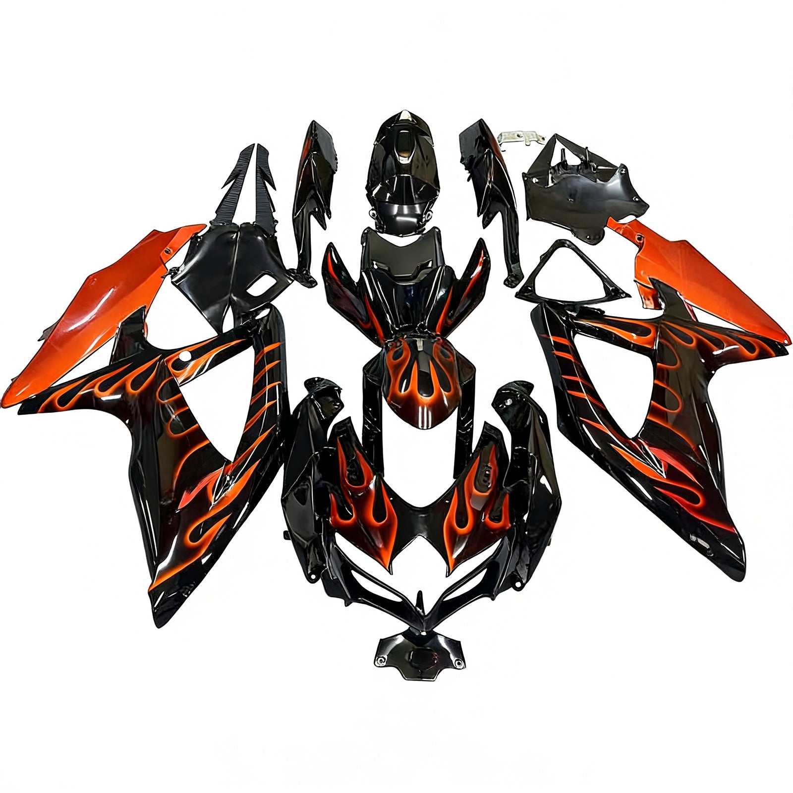 Amotopart 2008-2010 Suzuki GSXR600/750 Carena Nero&Arancione Fire Kit