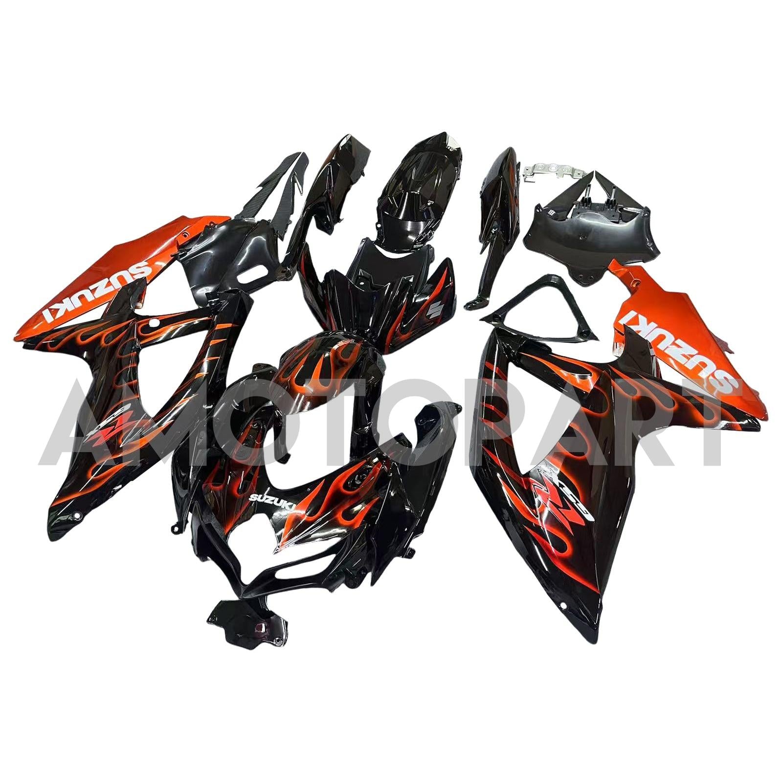 Amotopart 2008-2010 Suzuki GSXR600/750 Fairing Black&Orange Fire Kit