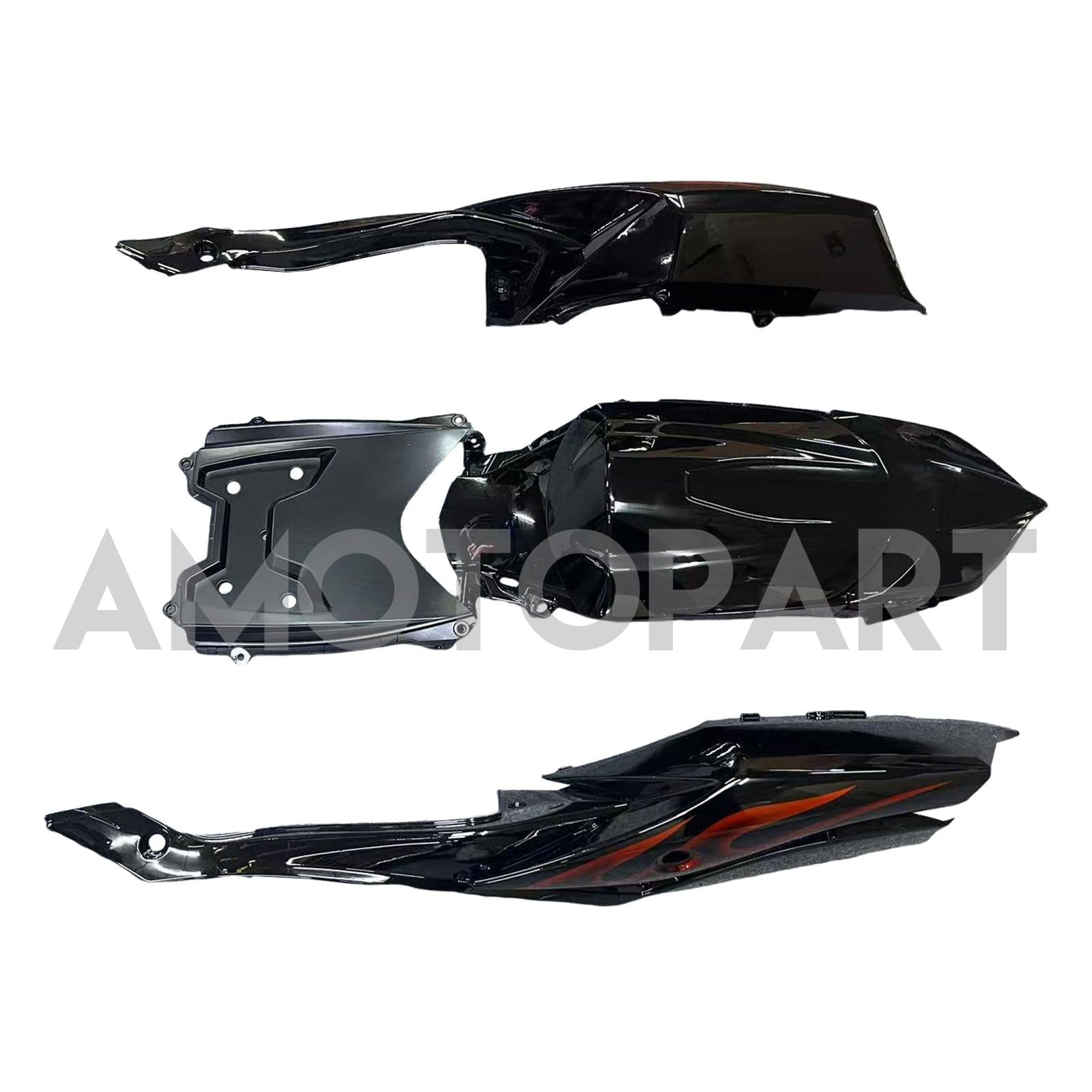 Amotopart 2008-2010 Suzuki GSXR600/750 Fairing Black&Orange Fire Kit