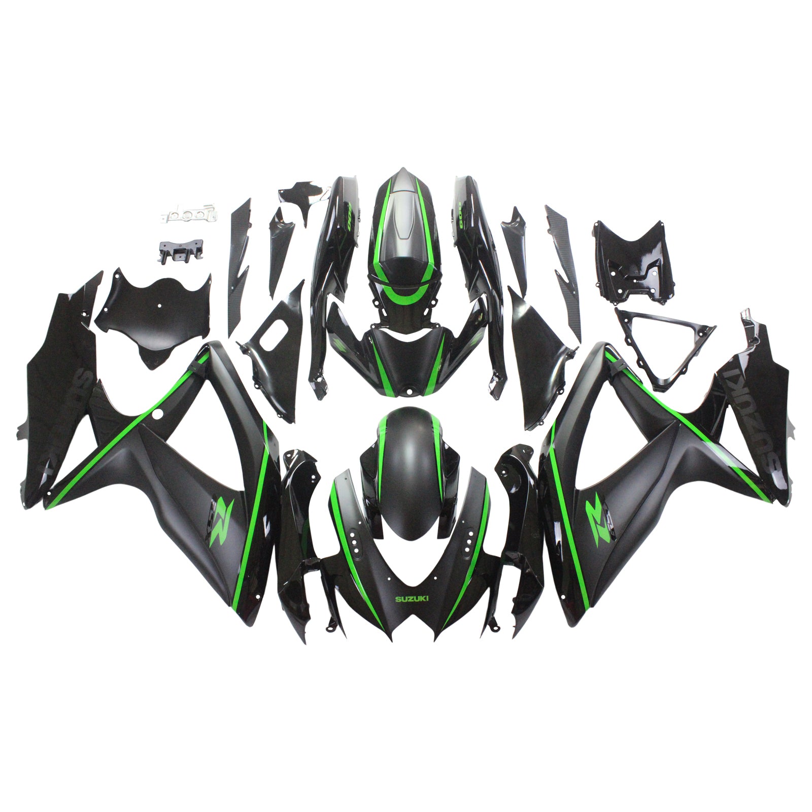 Amotopart 2008-2010 Suzuki GSXR600/750 Fairing Matte Black&Green Kit