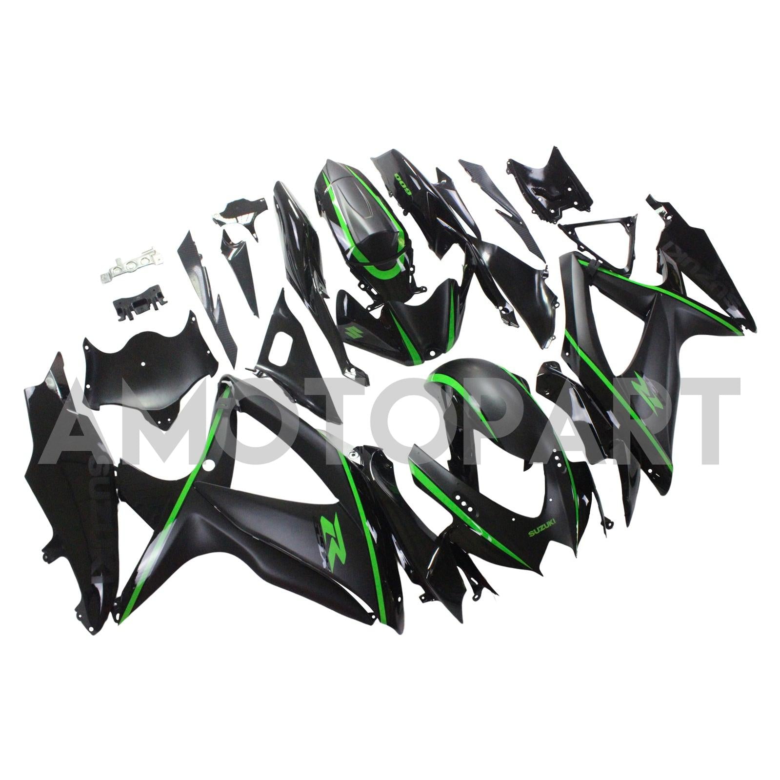 Amotopart 2008–2010 Suzuki GSXR600/750 Verkleidung, mattschwarz&Grünes Kit