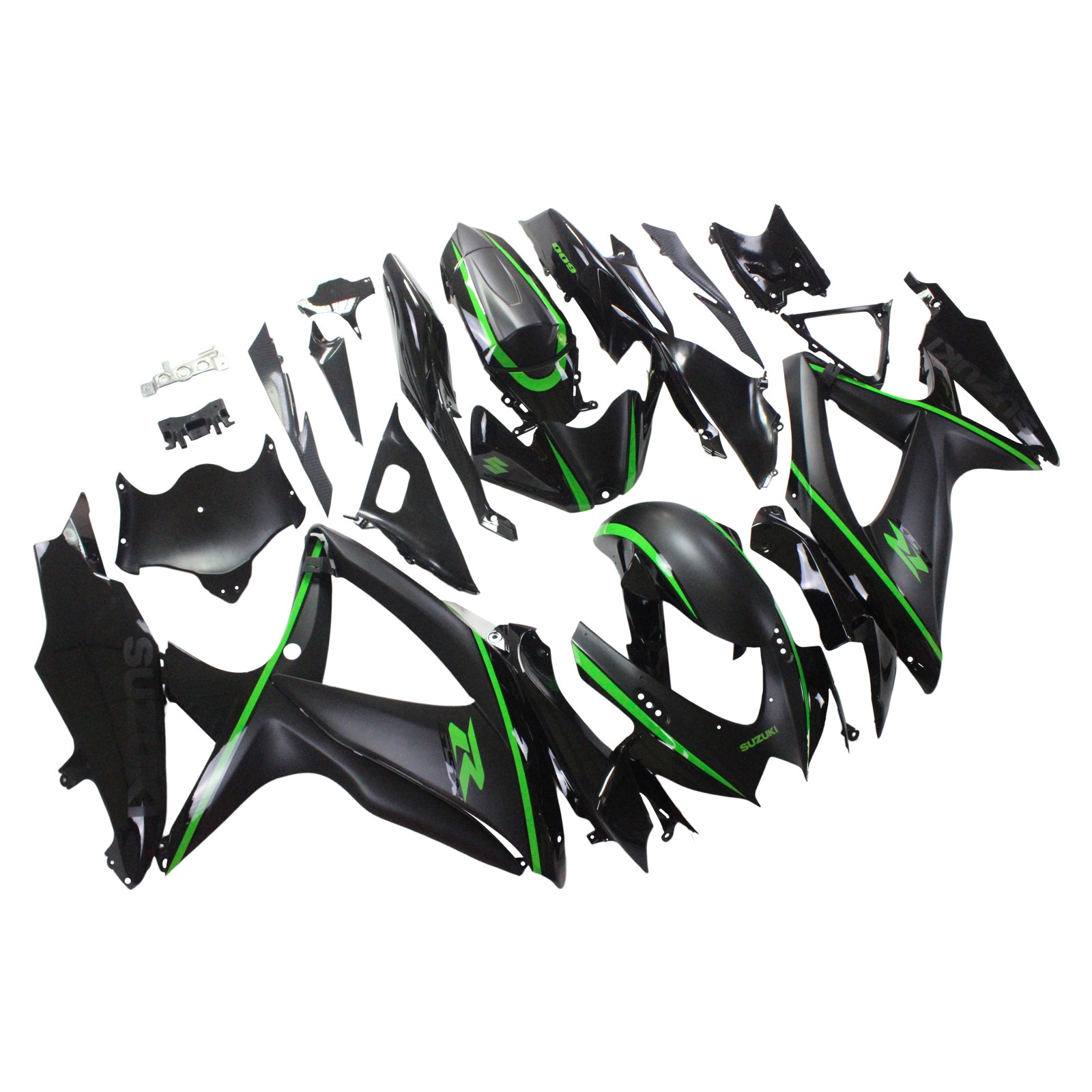 Amotopart 2008-2010 Suzuki GSXR600/750 Fairing Matte Black&Green Kit