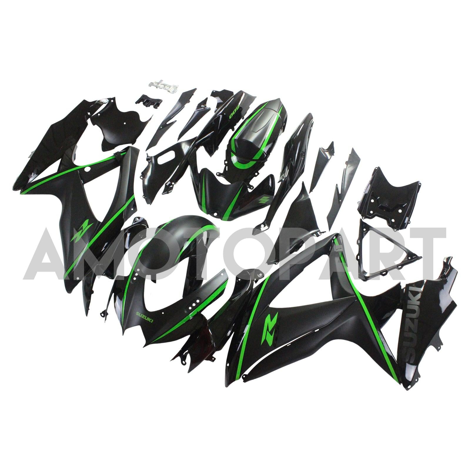 Amotopart 2008–2010 Suzuki GSXR600/750 Verkleidung, mattschwarz&Grünes Kit