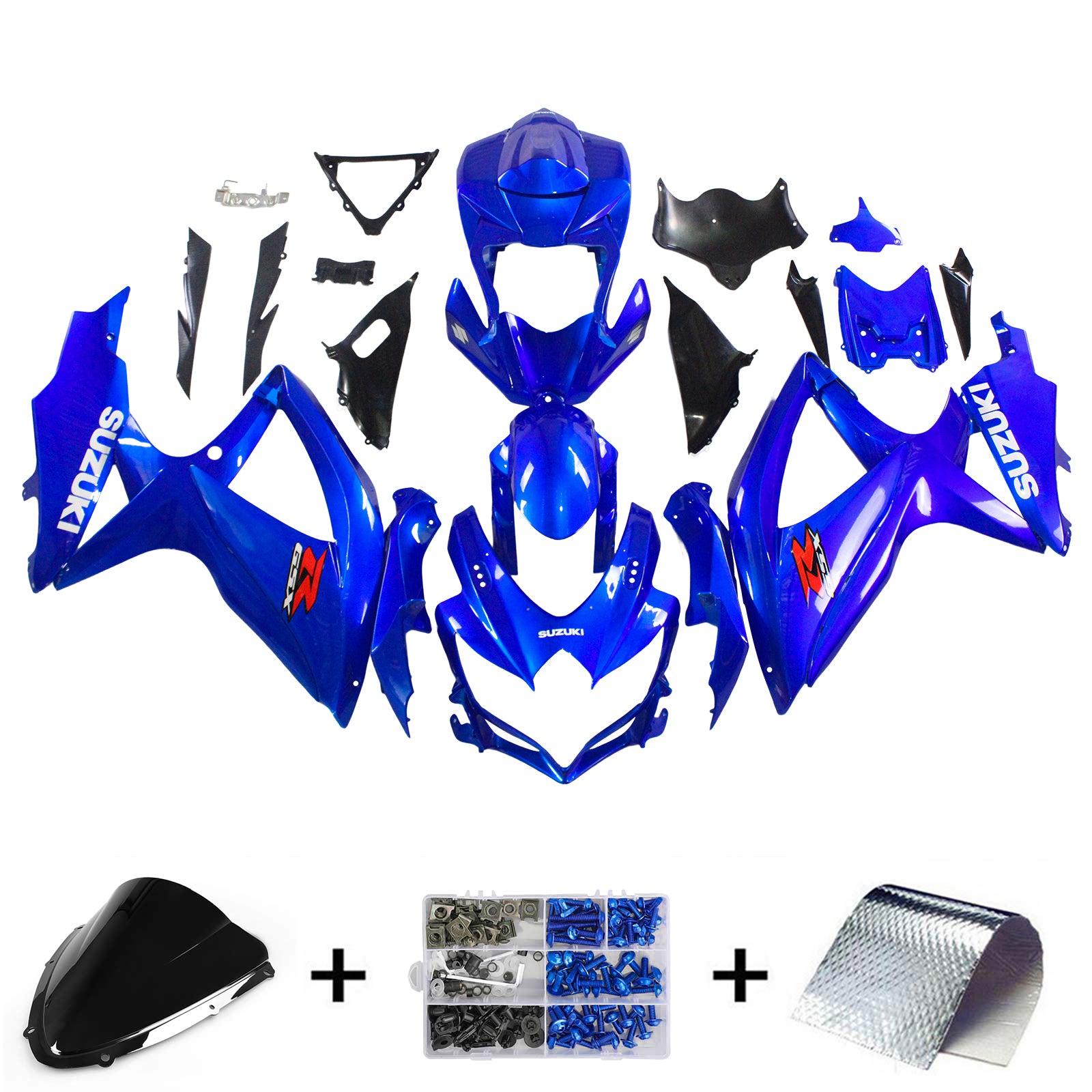 Amotopart 2008-2010 Suzuki GSXR600/750 Fairing Gloss Dark Blue Kit