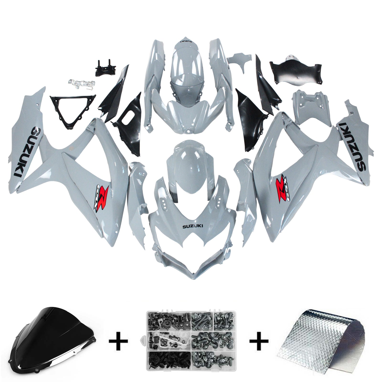 Amotopart 2008-2010 Suzuki GSXR600/750 Fairing Gloss Grey Kit