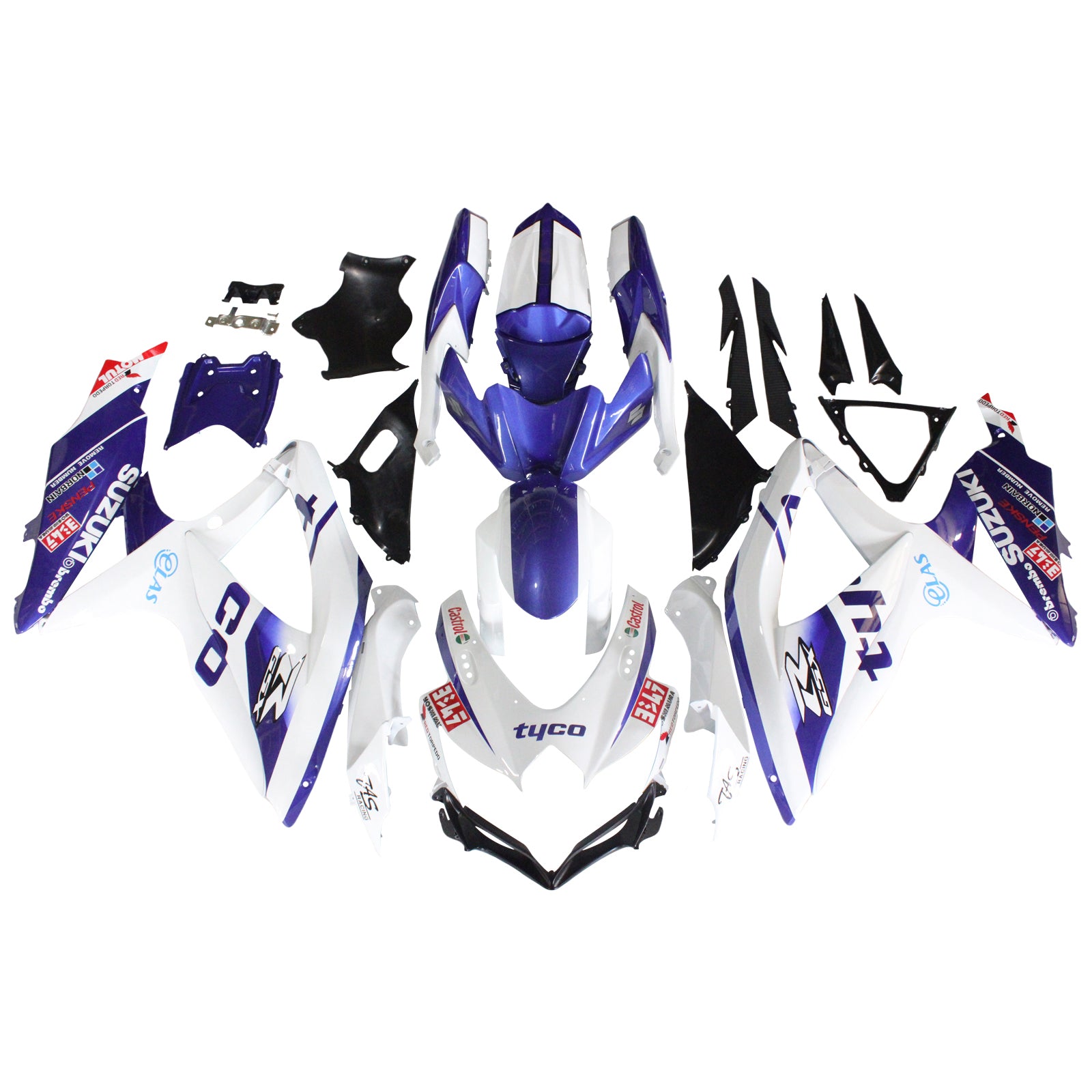 Amotopart 2008-2010 Suzuki GSXR600/750 Kit de carénage violet et blanc brillant