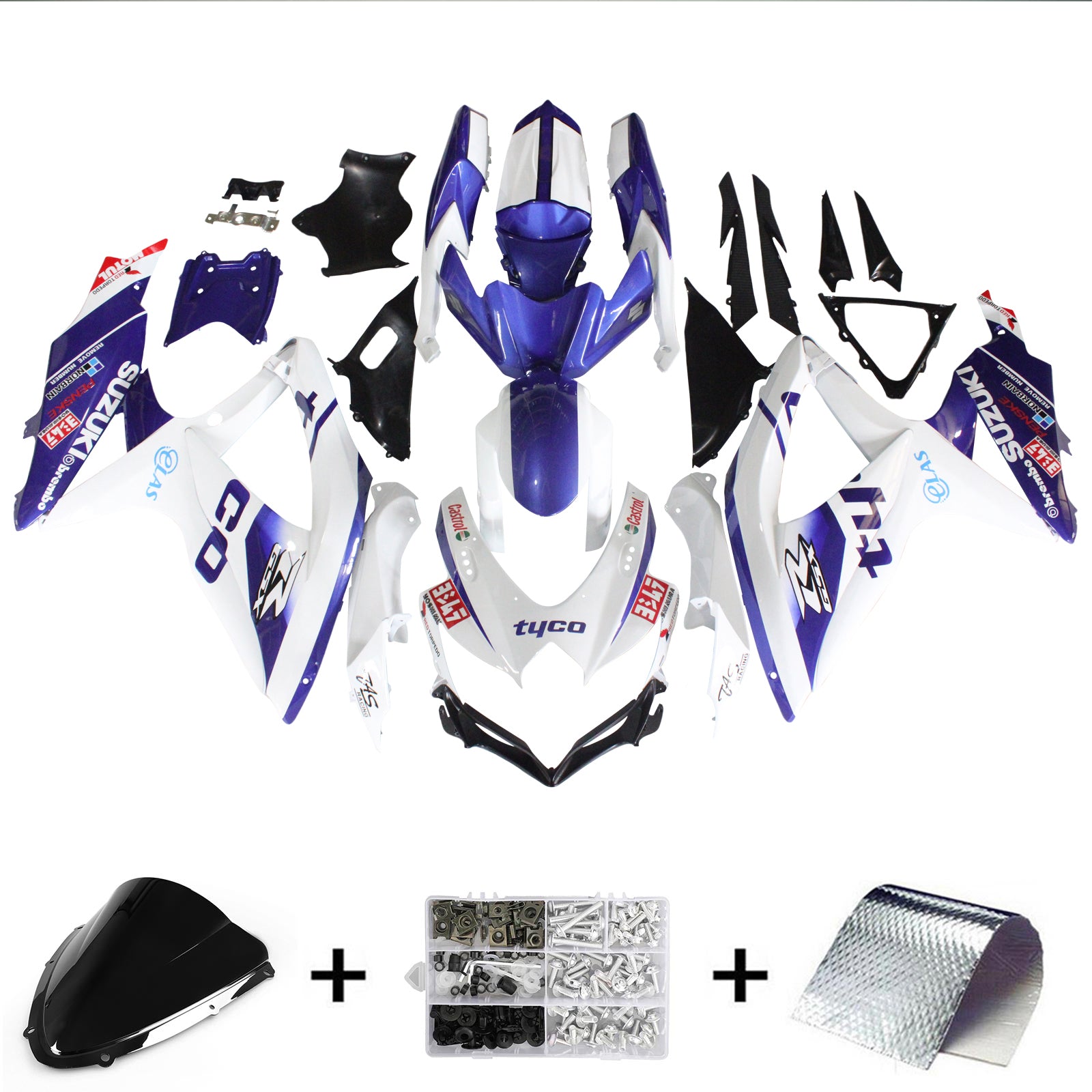 Amotopart 2008-2010 Suzuki GSXR600/750 carena lucida viola e bianco