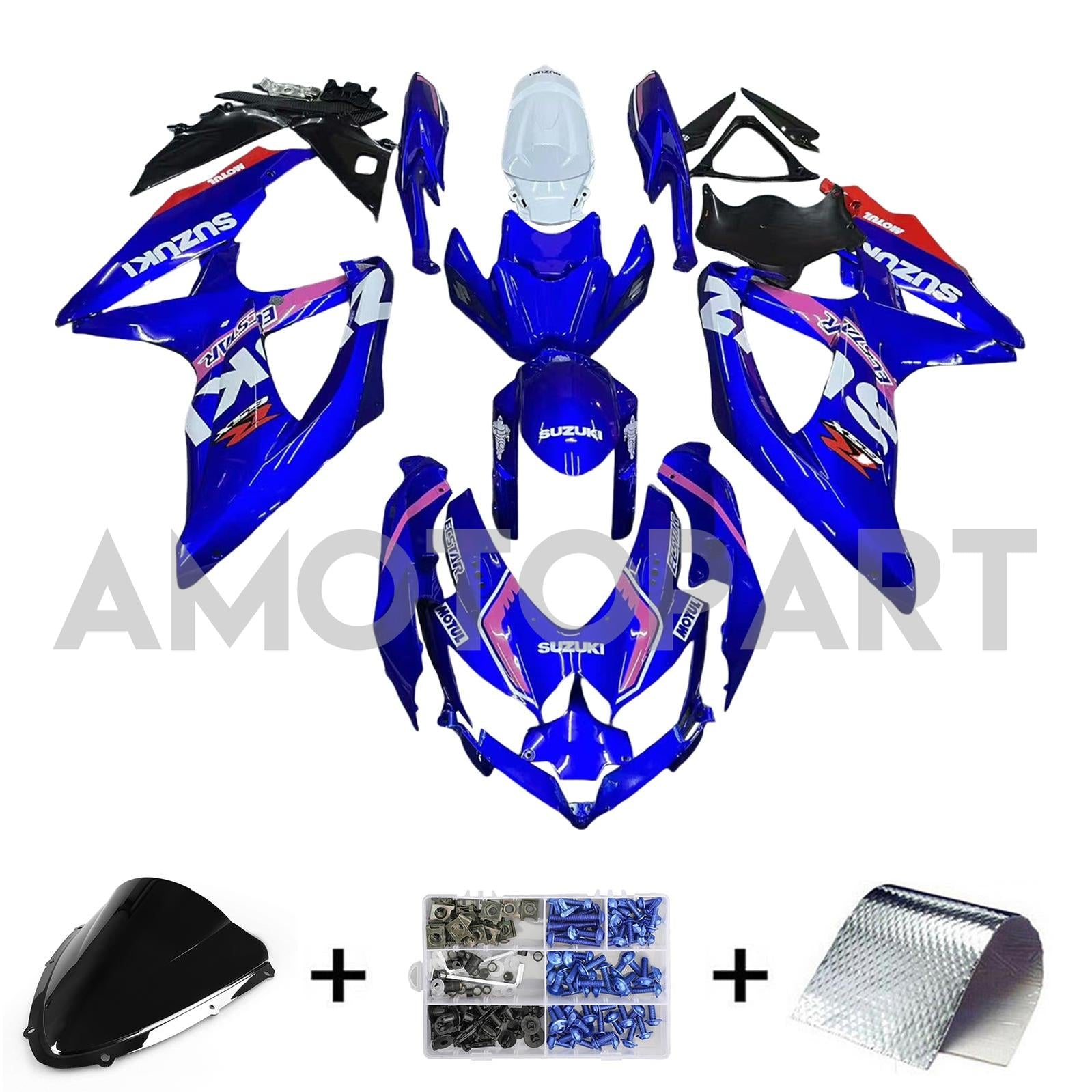 Amotopart 2008-2010 Suzuki GSXR600/750 Fairing Blue&Pink Kit
