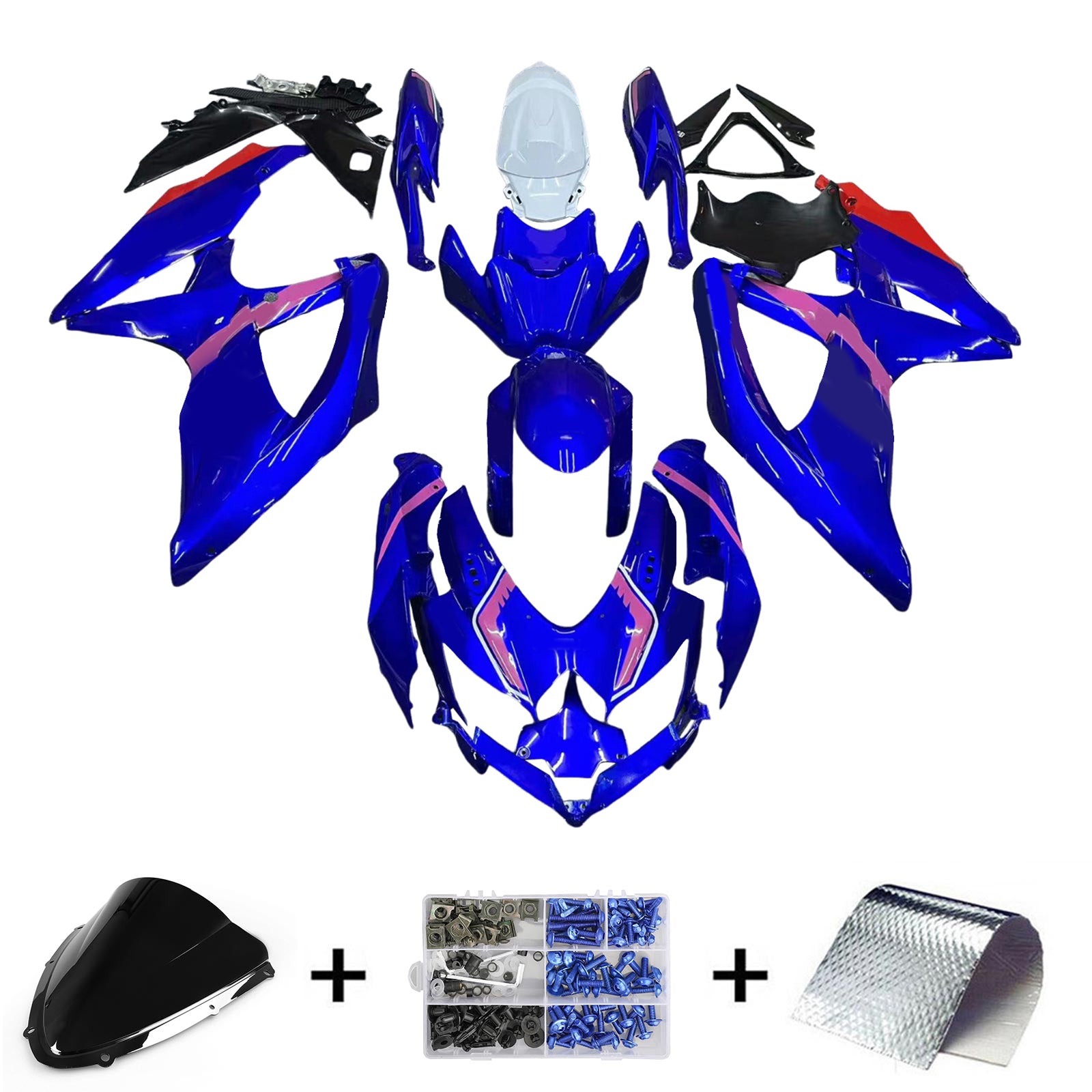 Amotopart 2008-2010 Suzuki GSXR600/750 Verkleidung Blau&Pinkes Set