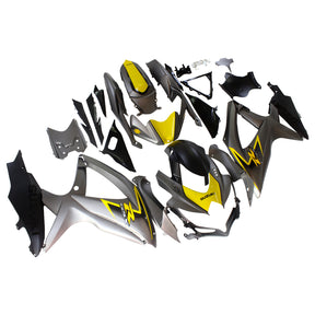 Amotopart 2008-2010 Suzuki GSXR600/750 Fairing Matte Dark Grey&Yellow Kit