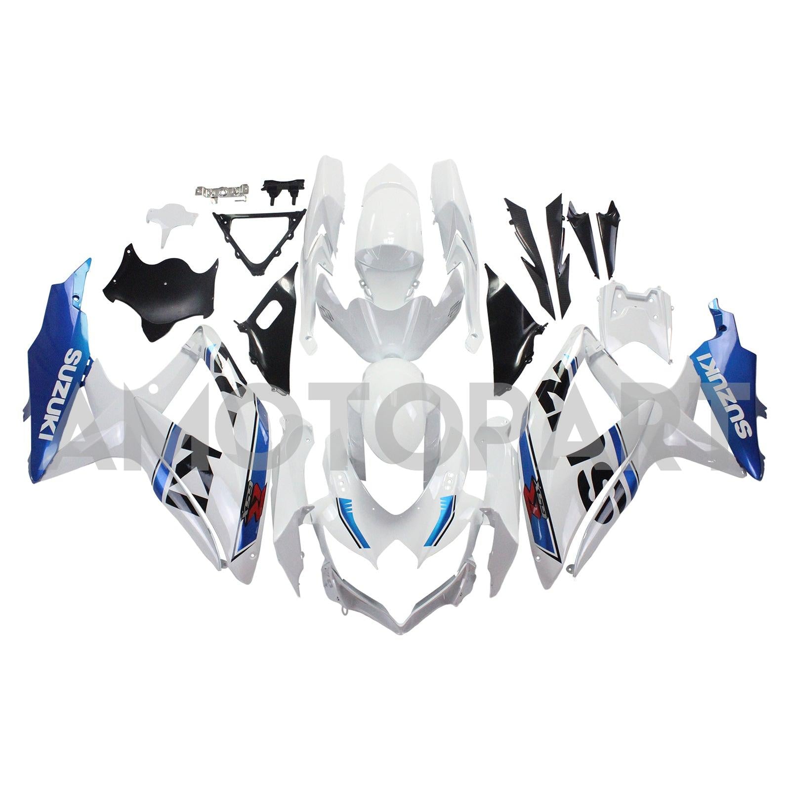 Amotopart 2008-2010 Suzuki GSXR600/750 Fairing White & Blue Kit