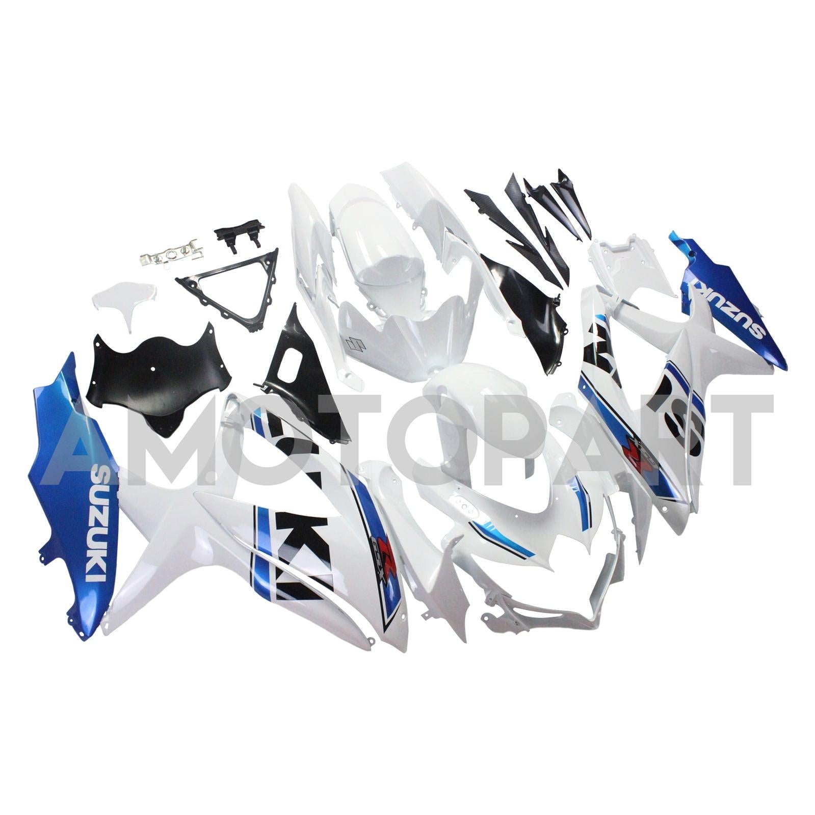 Amotopart 2008-2010 Suzuki GSXR600/750 Fairing White & Blue Kit
