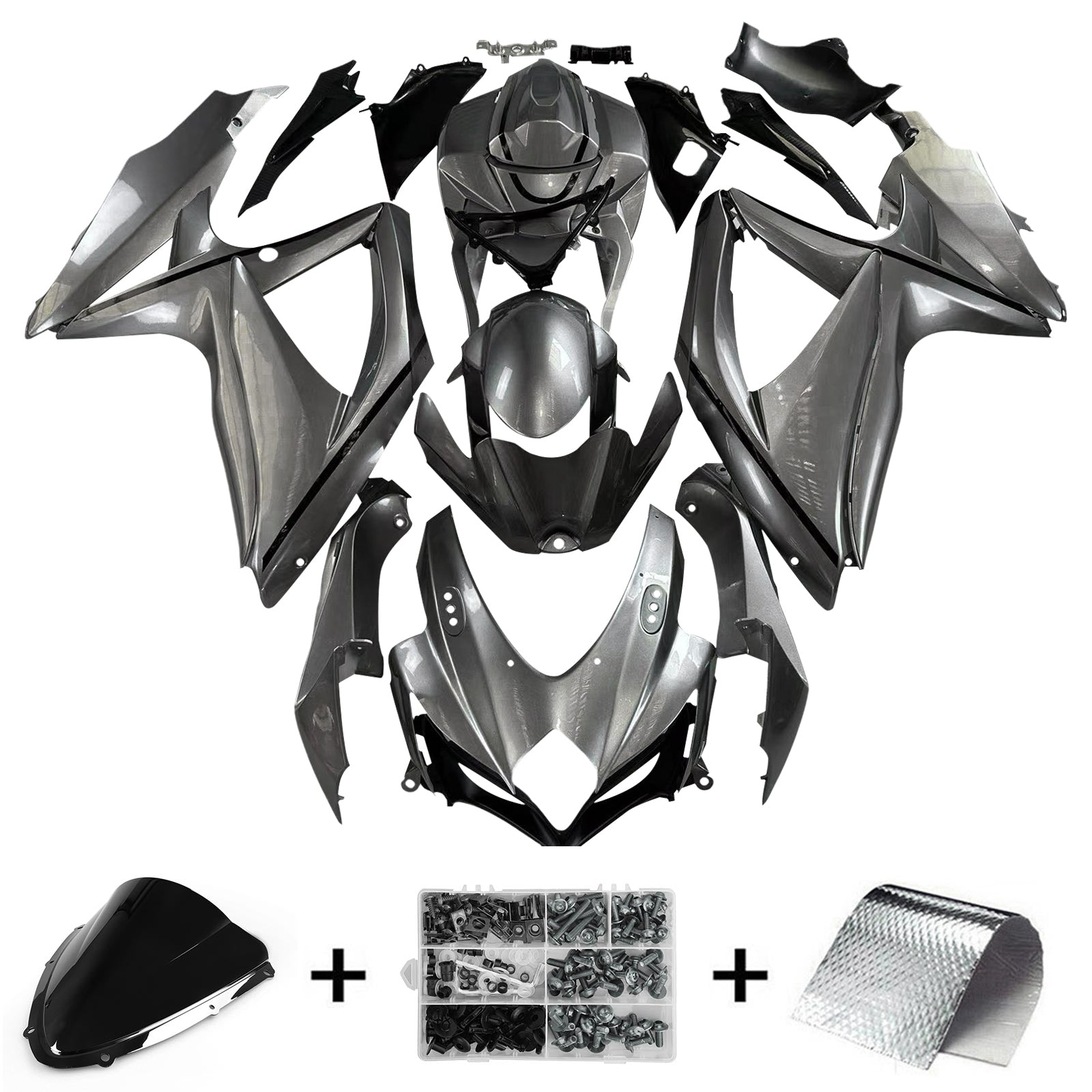 Amotopart 2008-2010 Suzuki GSXR600/750 Kit de carénage gris foncé