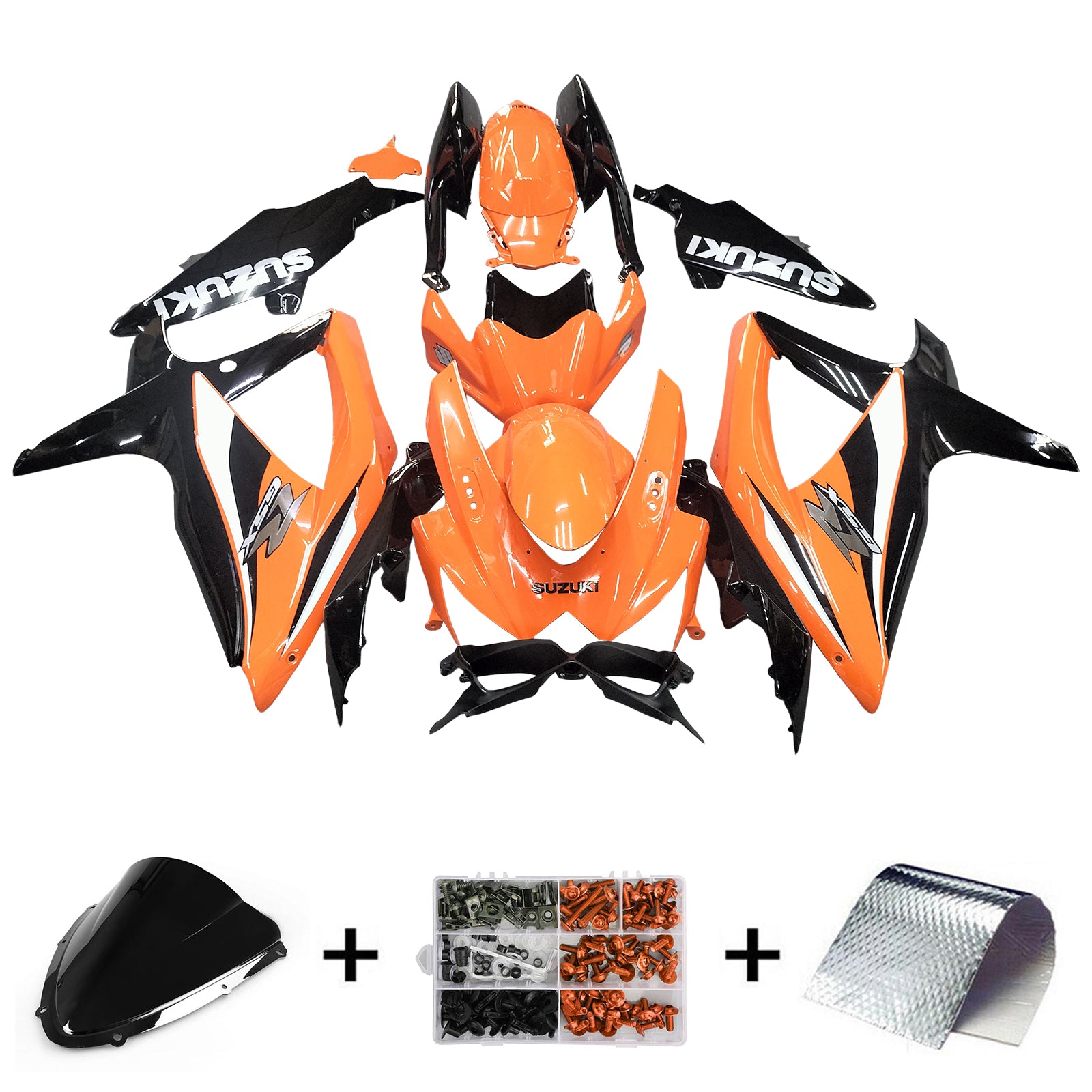 Amotopart 2008-2010 Suzuki GSXR600/750 Fairing Orange&Black Kit
