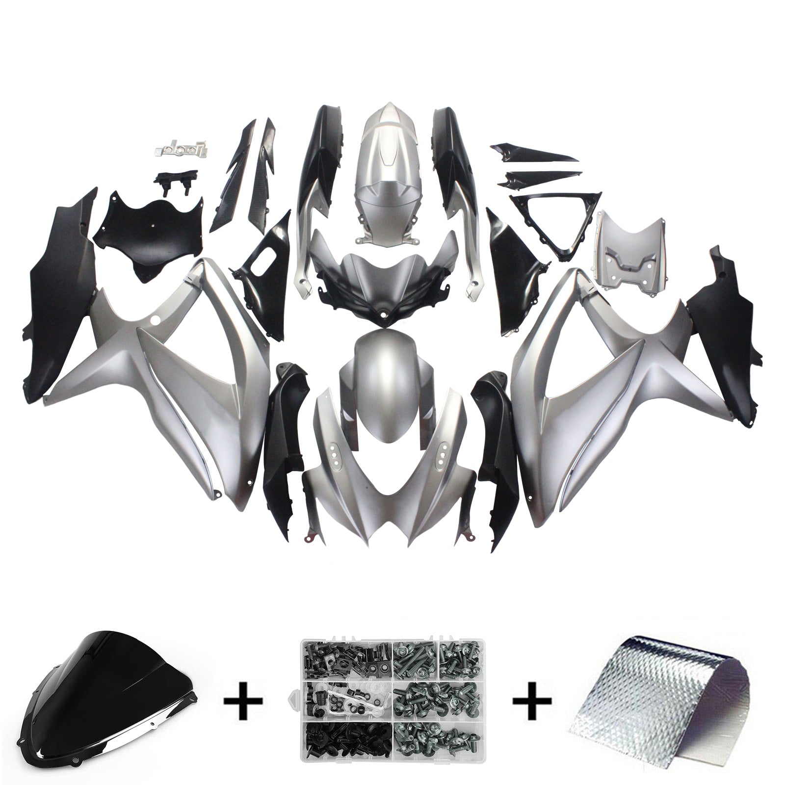 Amotopart 2008-2010 Suzuki GSXR600/750 KUBSIFICE GRIJS & SLIVER STYLE 3 KIT