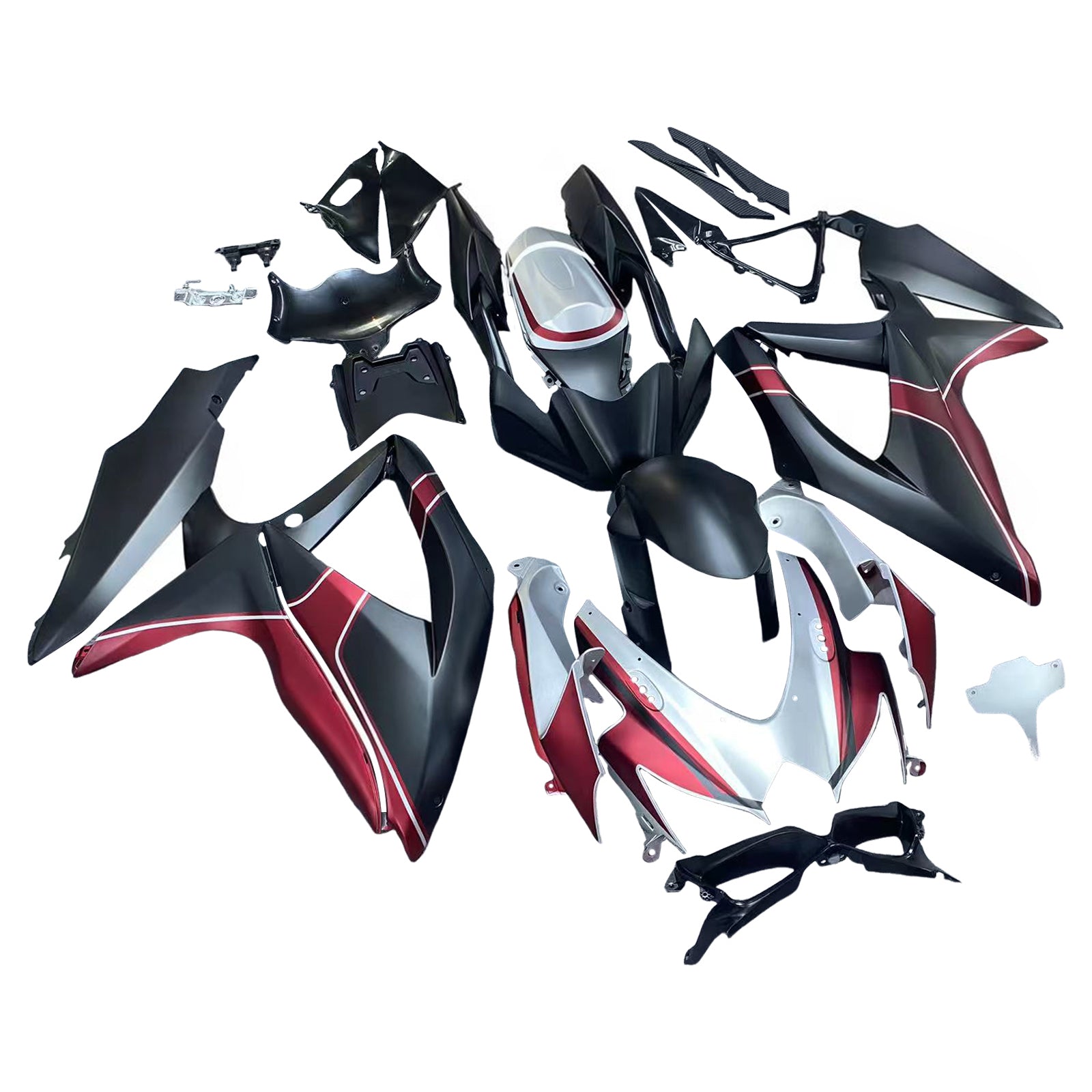 Amotopart Suzuki GSXR 600/750 K8 2008-2010 Rouge Mat&Kit de carénage noir