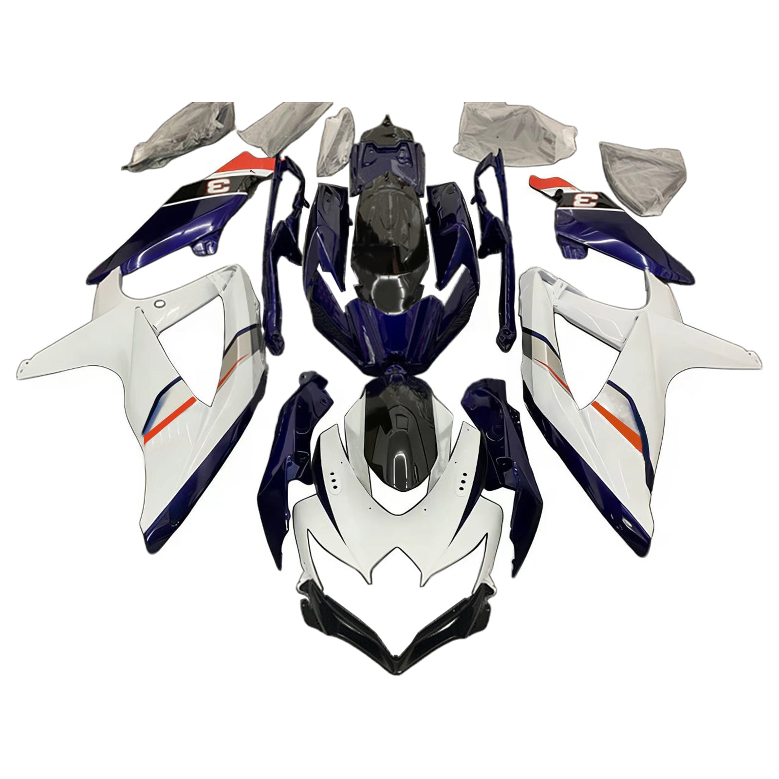 Amotopart 2008-2010 Suzuki GSXR 600/750 K8 Blue&White Style2 Fairing Kit