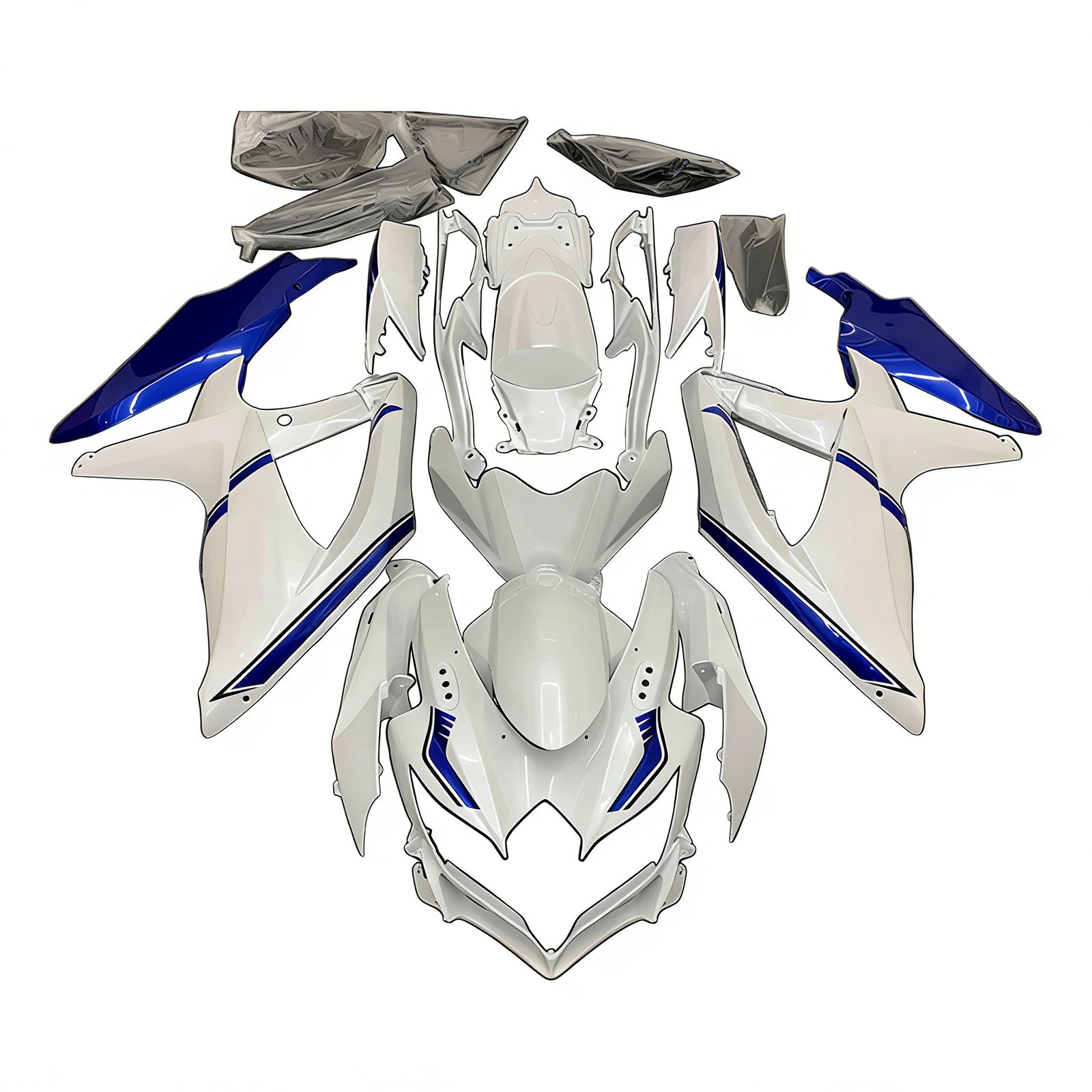Amotopart 2008-2010 Suzuki GSXR 600/750 K8 Blue & White Style3 Fairing Kit