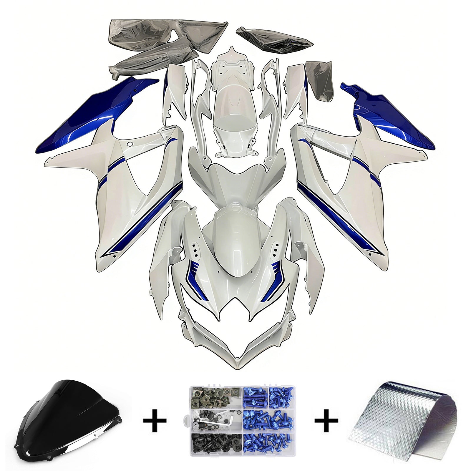 Amotopart 2008-2010 Suzuki GSXR 600/750 K8 Blue & White Style3 Fairing Kit