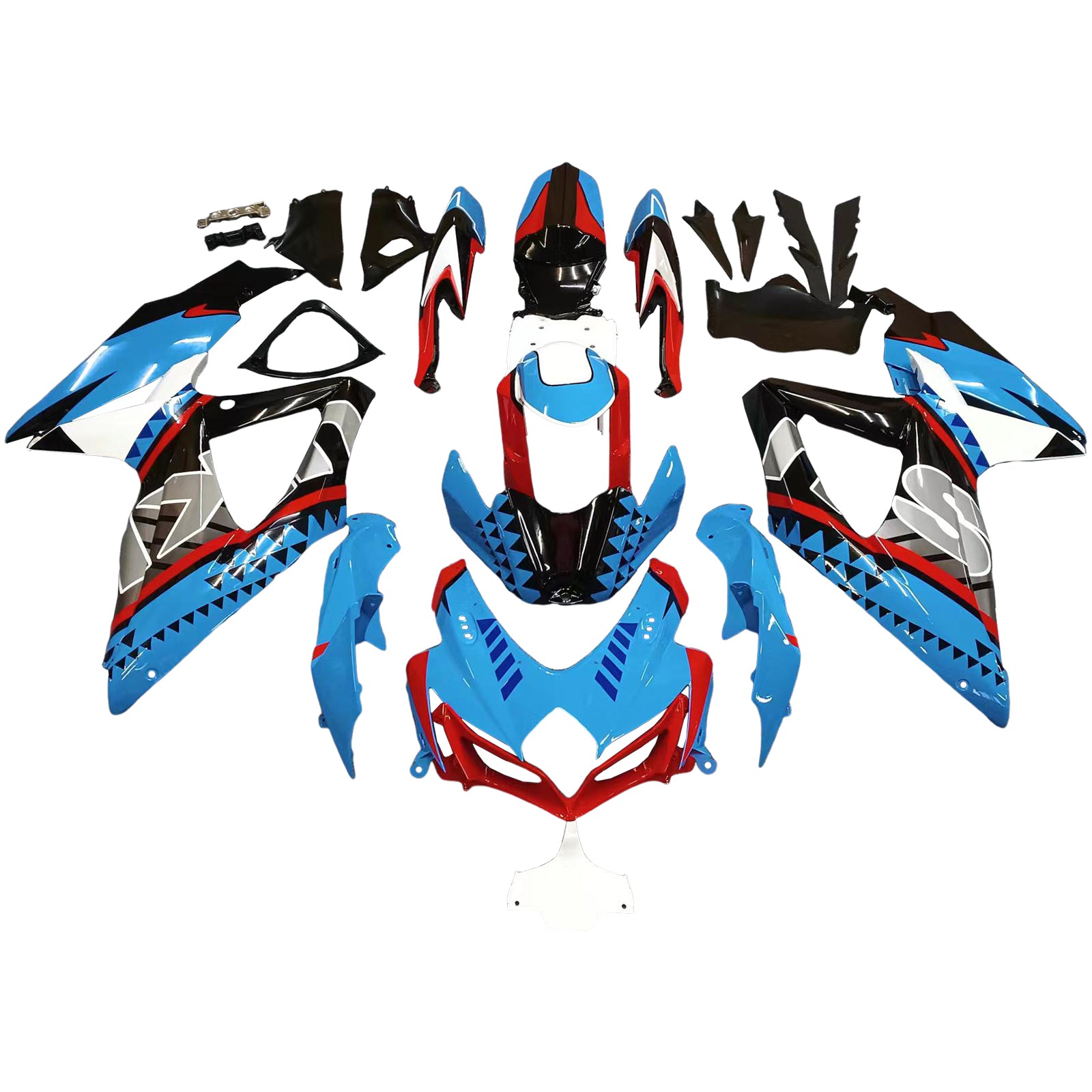 Amotopart 2008-2010 Suzuki GSXR 600/750 K8 Kit de carénage bleu et rouge