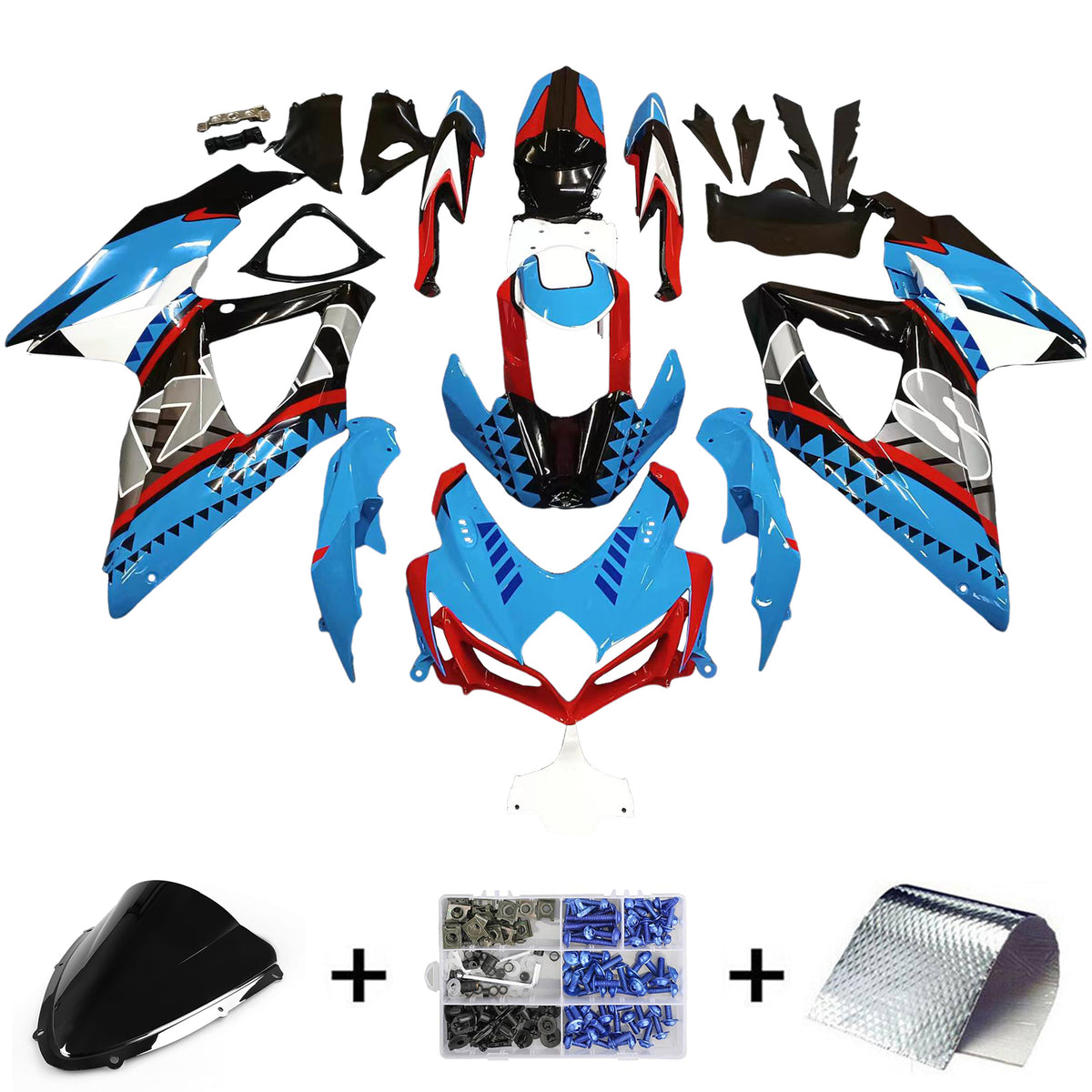 Amotopart Kit carena blu e rosso Suzuki GSXR 600/750 K8 2008-2010