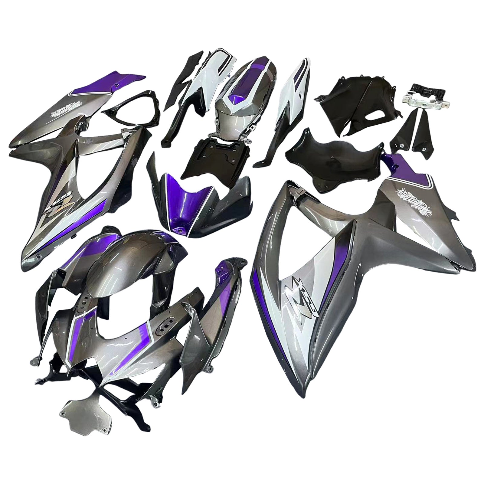 Amotopart 2008–2010 Suzuki GSXR 600/750 K8 Grau&Lila Verkleidungssatz