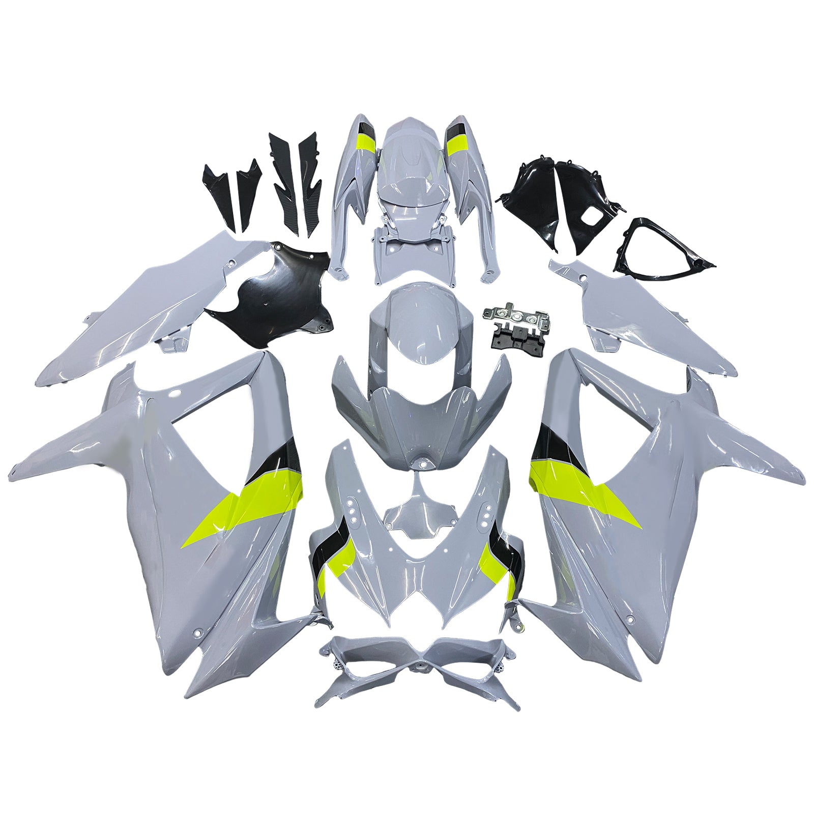 Amotopart 2008–2010 Suzuki GSXR 600/750 K8 Grau&Gelber Verkleidungssatz