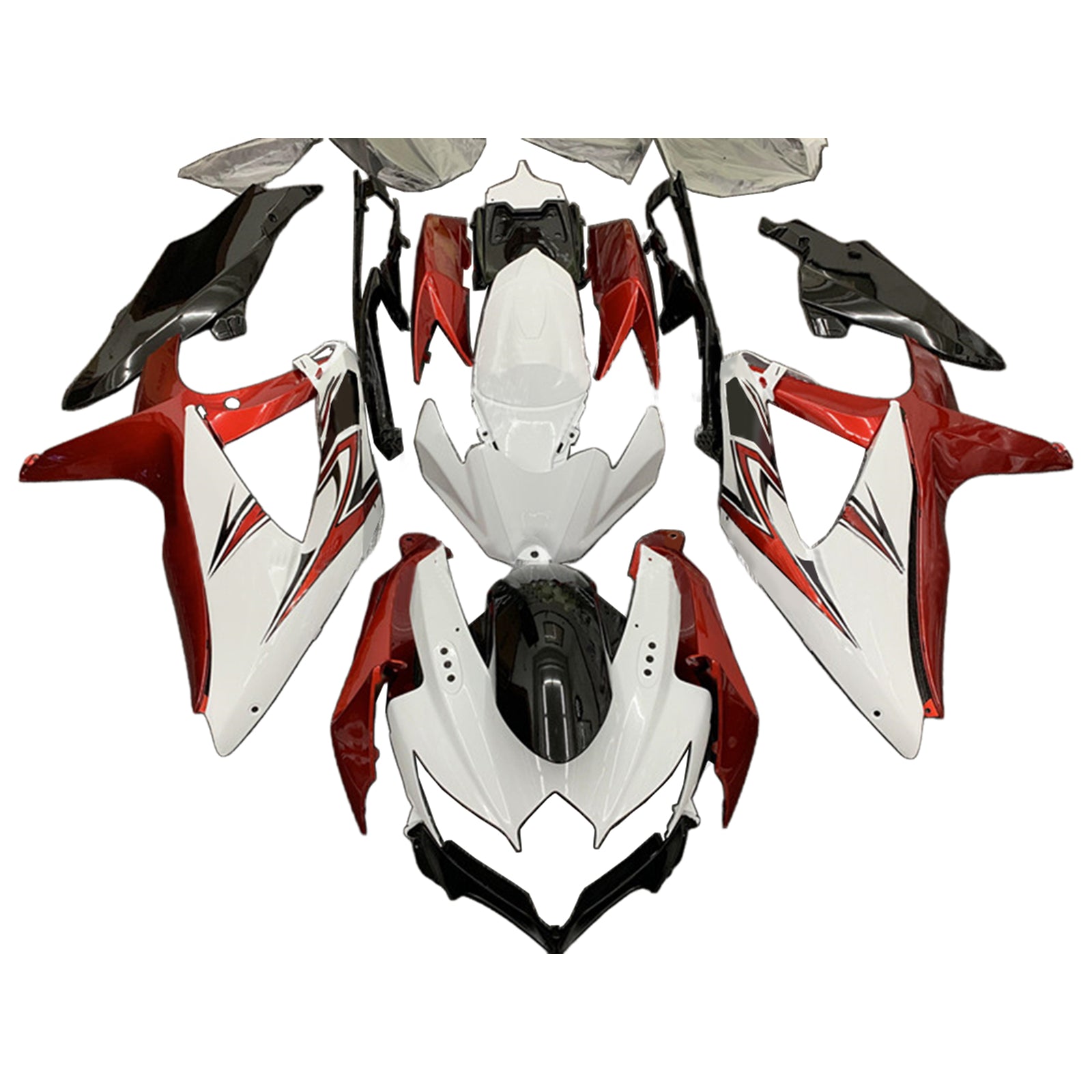 Amotopart 2008-2010 K8 GSXR 600/750 Suzuki Kit de carénage rouge et blanc