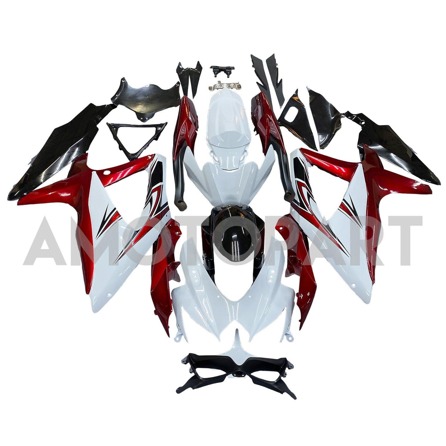 Amotopart 2008-2010 K8 GSXR 600/750 Suzuki Red&White Fairing Kit