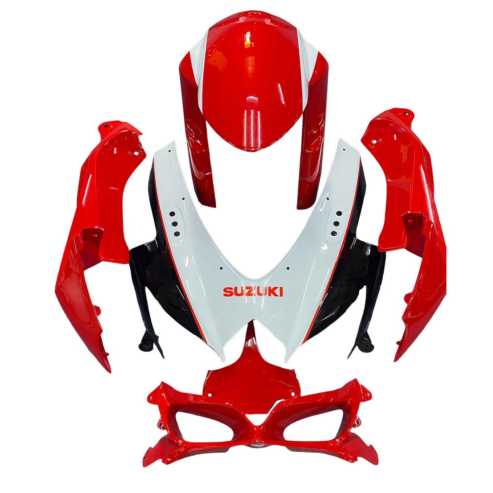 Amotopart 2008-2010 K8 GSXR 600/750 Suzuki Red&White Style1 Fairing Kit