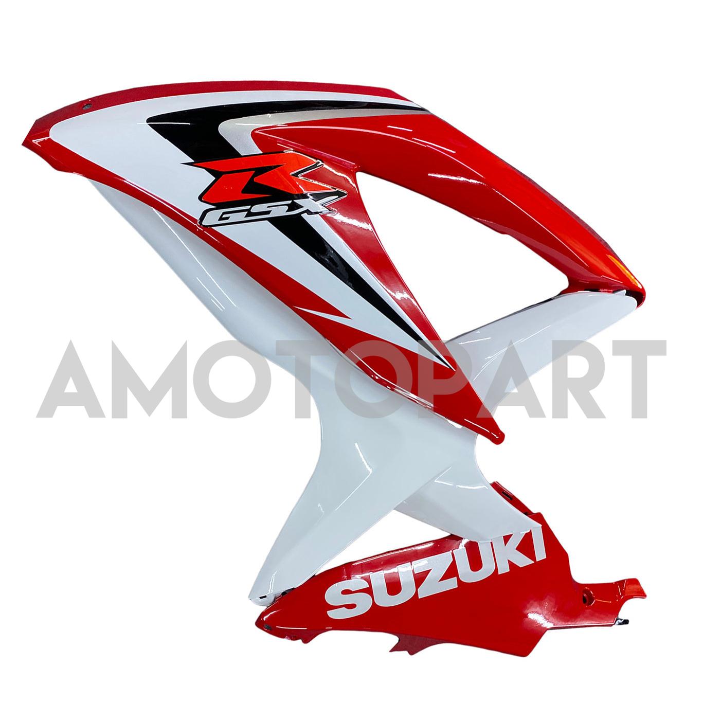 Amotopart 2008–2010 K8 GSXR 600/750 Suzuki, Rot&Weißes Style1-Verkleidungskit