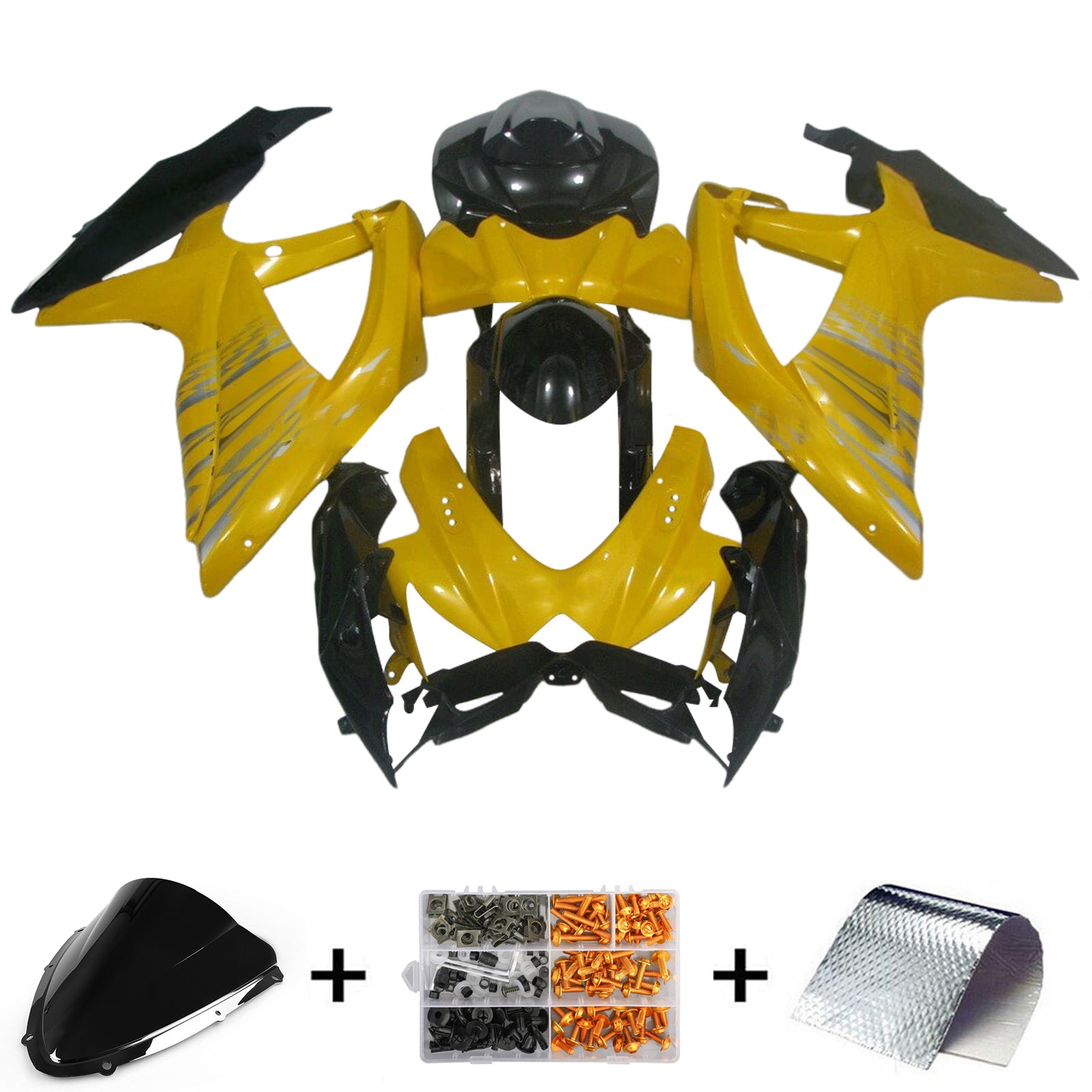 Amotopart 2008-2010 K8 GSXR 600/750 Suzuki Yellow&Black Fairing Kit