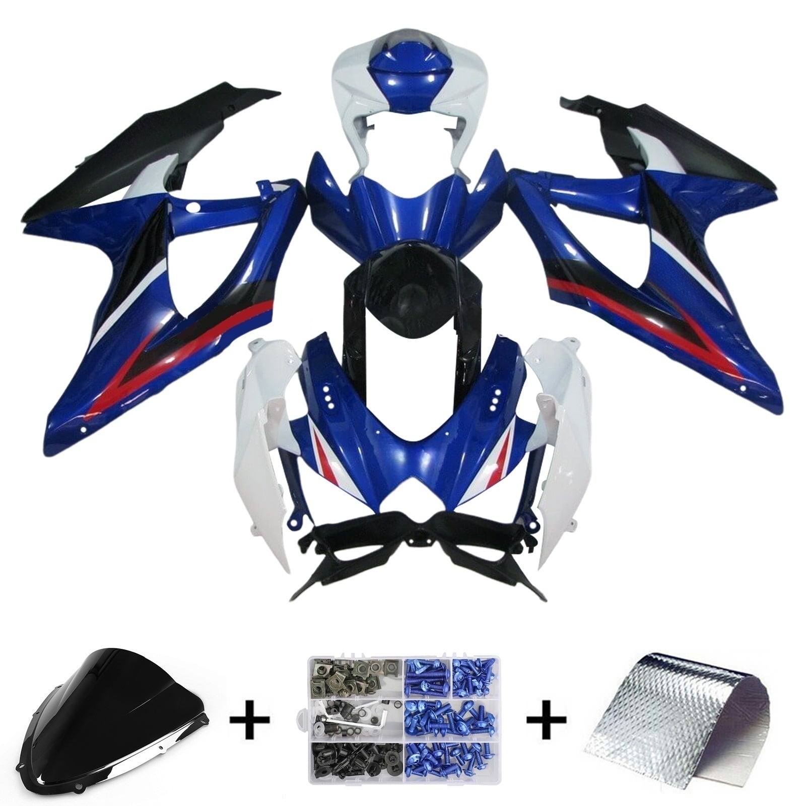 Amotopart 2008-2010 K8 GSXR 600/750 Suzuki Blue&Black Fairing Kit