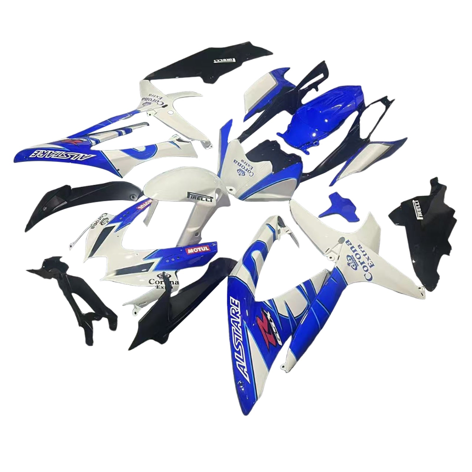 Amotopart 2008-2010 K8 GSXR 600/750 Suzuki Bleu&Kit de carénage blanc Style5