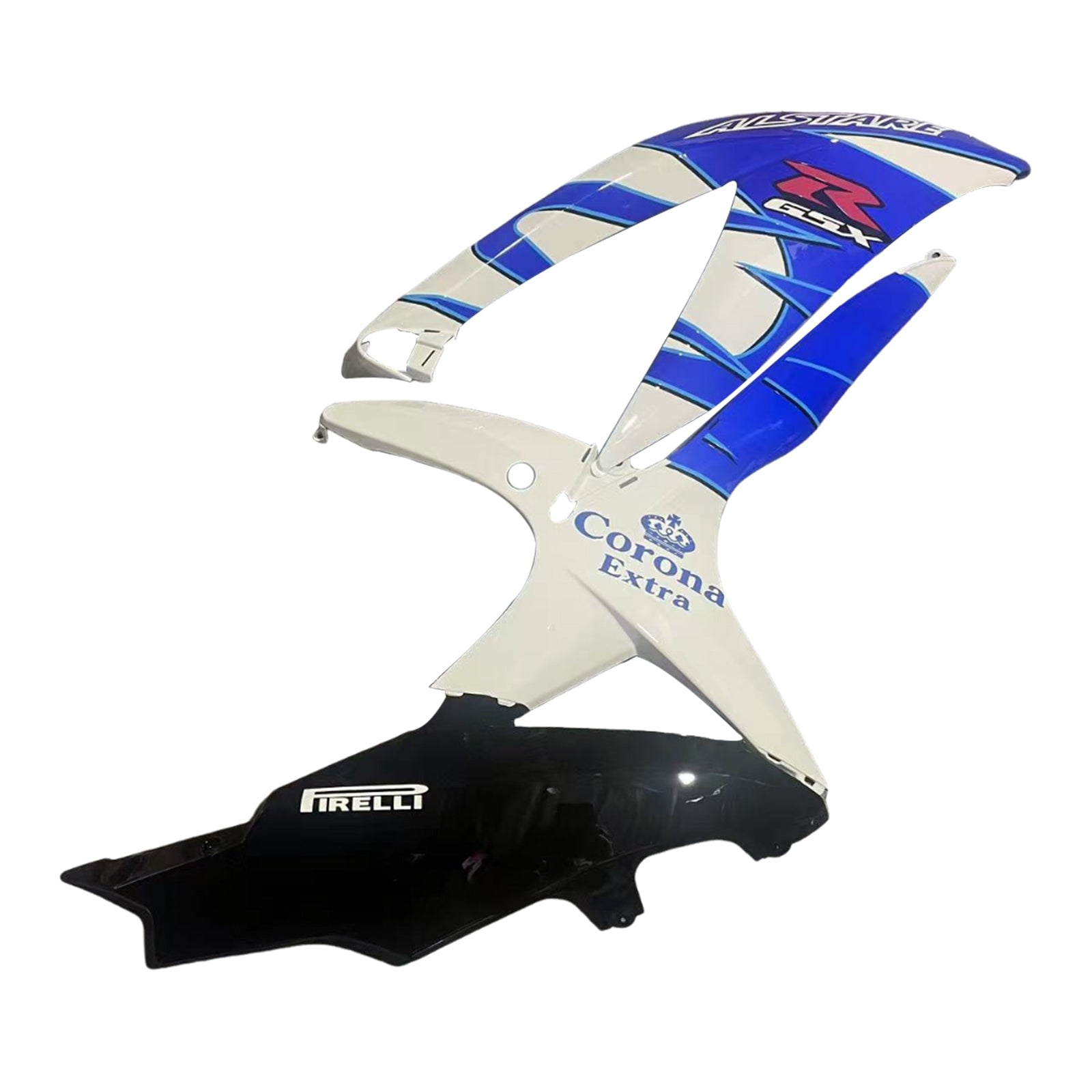 Amotopart 2008-2010 K8 GSXR 600/750 Suzuki Bleu&Kit de carénage blanc Style5