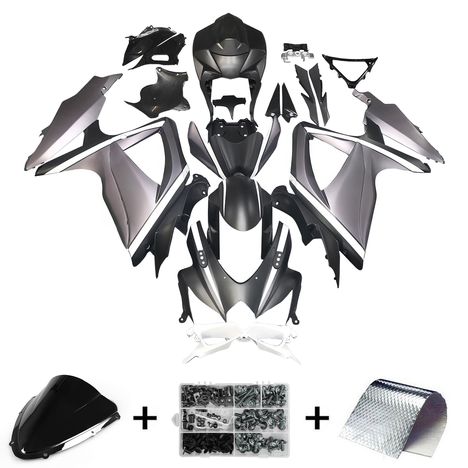 Amotopart 2008-2010 K8 GSXR 600/750 Suzuki Grey&Black Fairing Kit