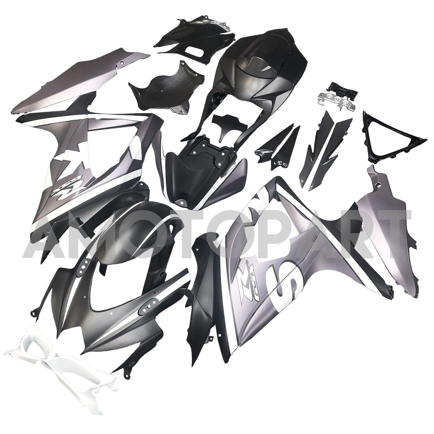 Amotopart 2008–2010 K8 GSXR 600/750 Suzuki Grau&Schwarzes Verkleidungskit