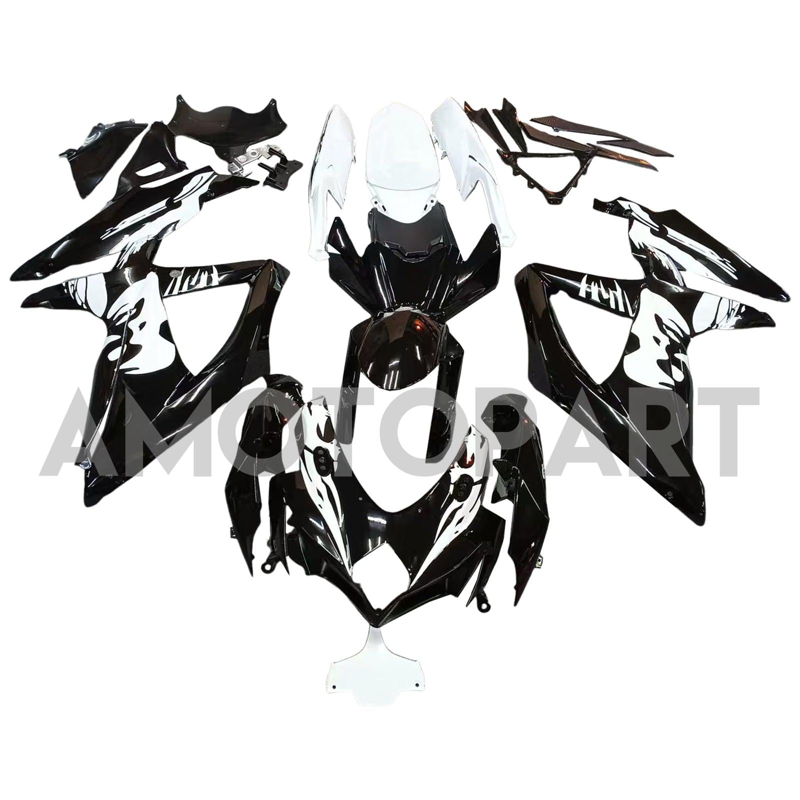 Amotopart 2008-2010 K8 GSXR 600/750 Suzuki Accenti in bianco e nero 
 Kit carenatura