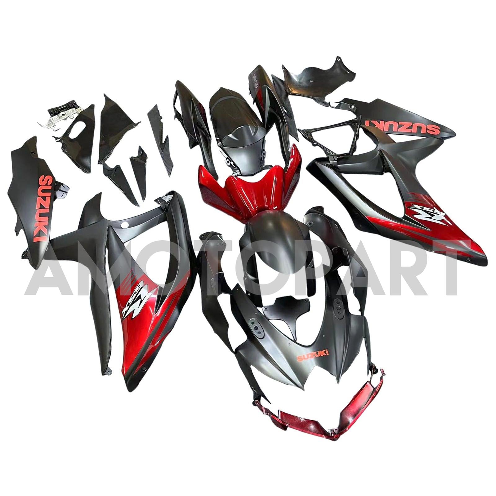 Amotopart 2008-2010 K8 GSXR 600/750 Suzuki Black&Red Accents Fairing Kit