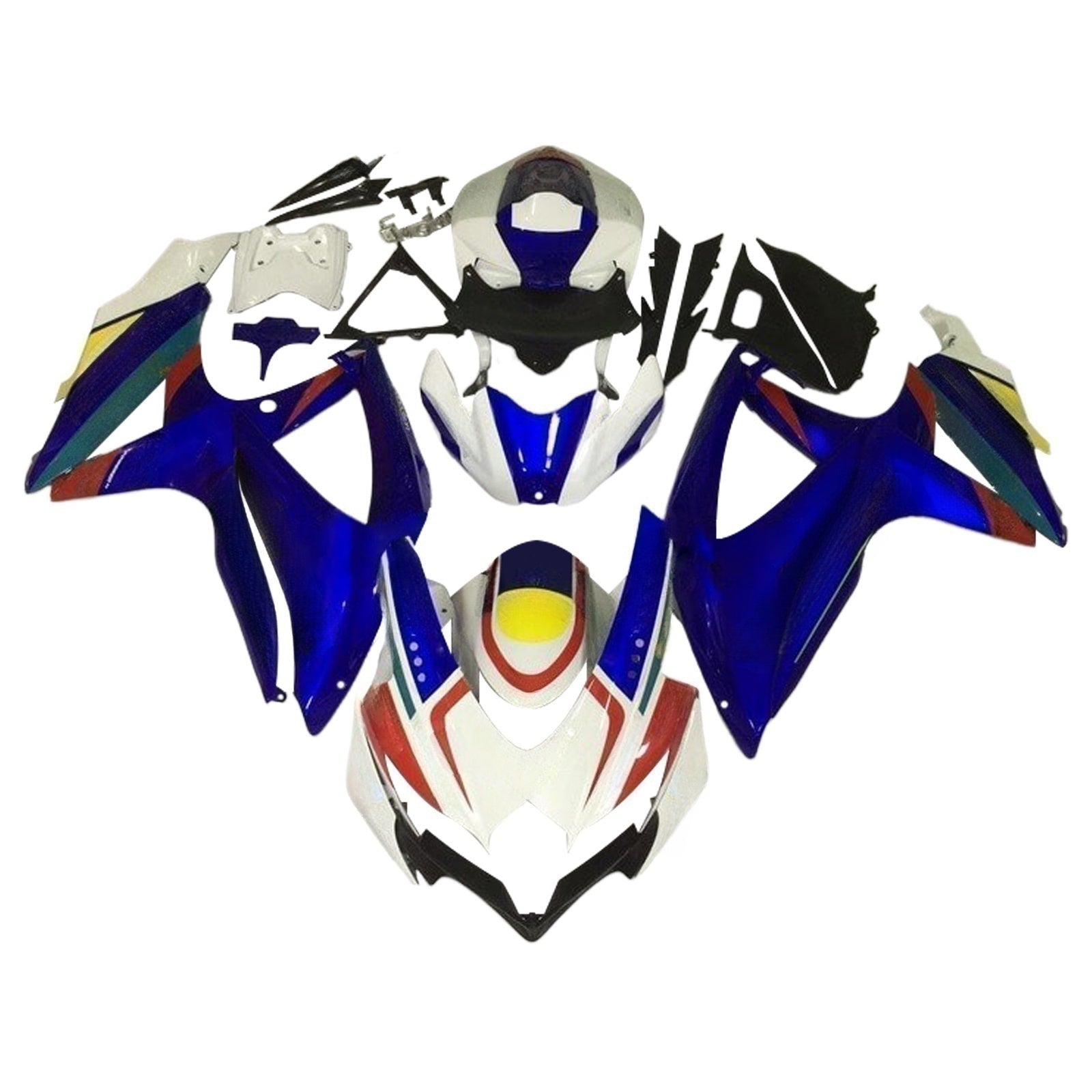 Amotopart 2008-2010 K8 GSXR 600/750 Suzuki Blue&White Style6 Fairing Kit