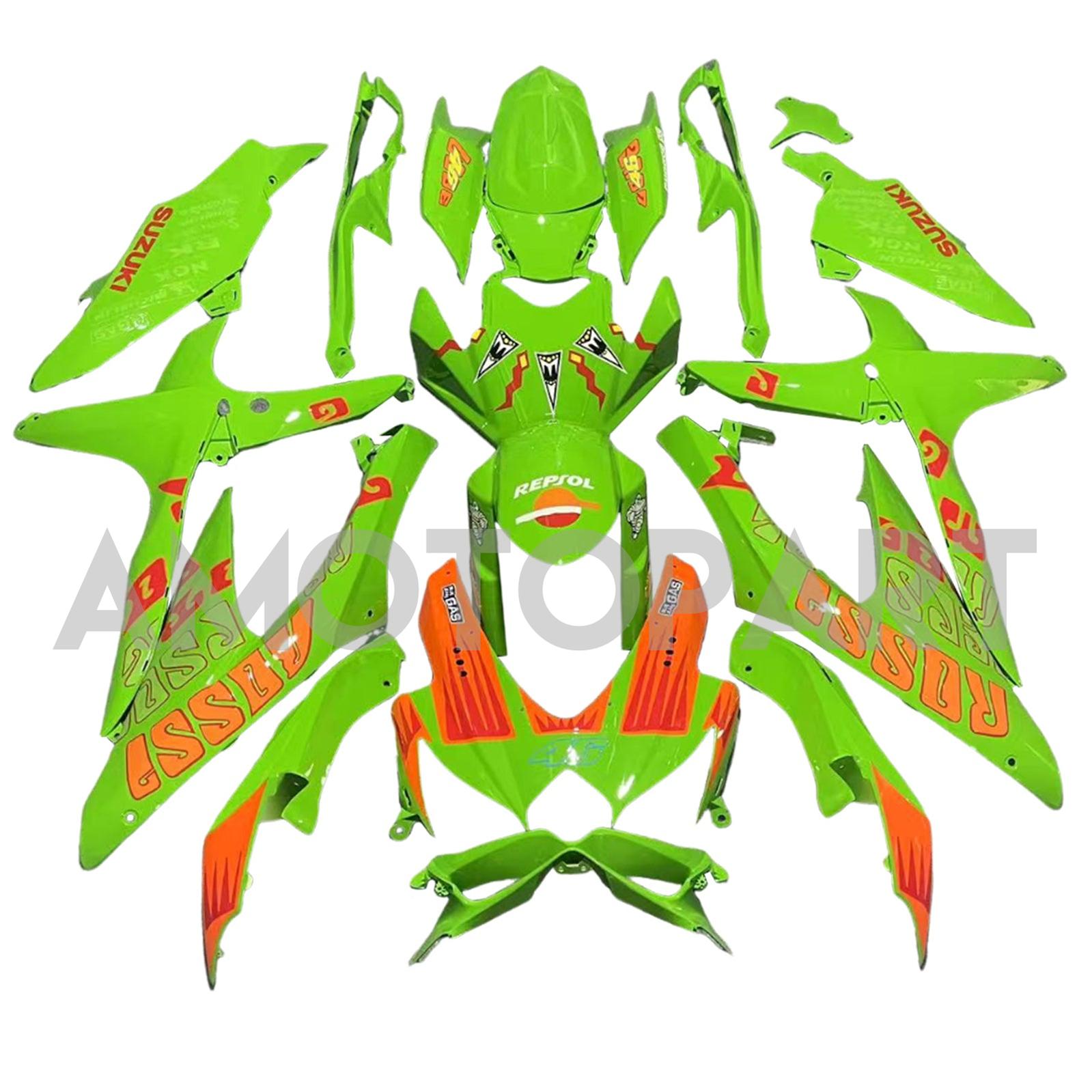 Amotopart 2008-2010 K8 GSXR 600/750 Suzuki Green&Orange Fairing Kit
