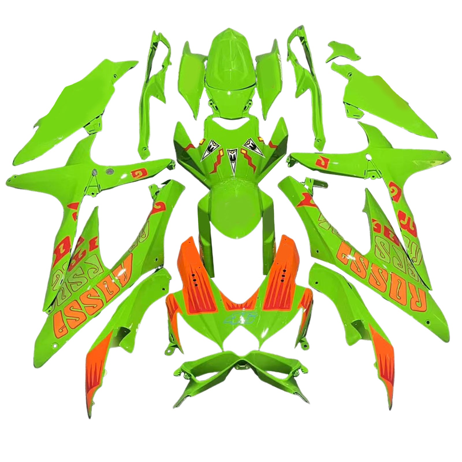 Amotopart 2008-2010 K8 GSXR 600/750 Suzuki Green&Orange Fairing Kit
